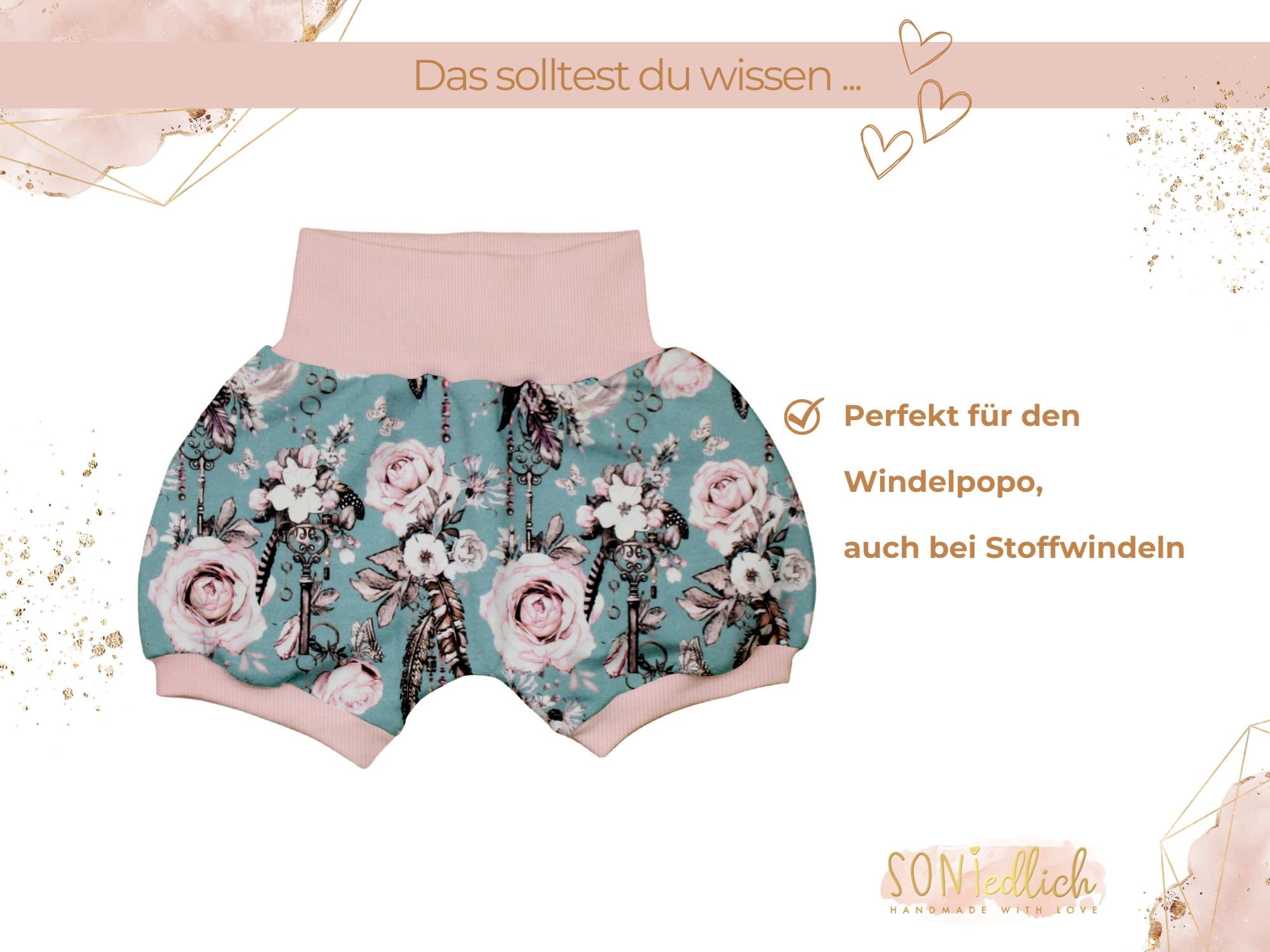 Kurze Pumphose für Babys und Kinder "sweet keys" Beschreibung 2