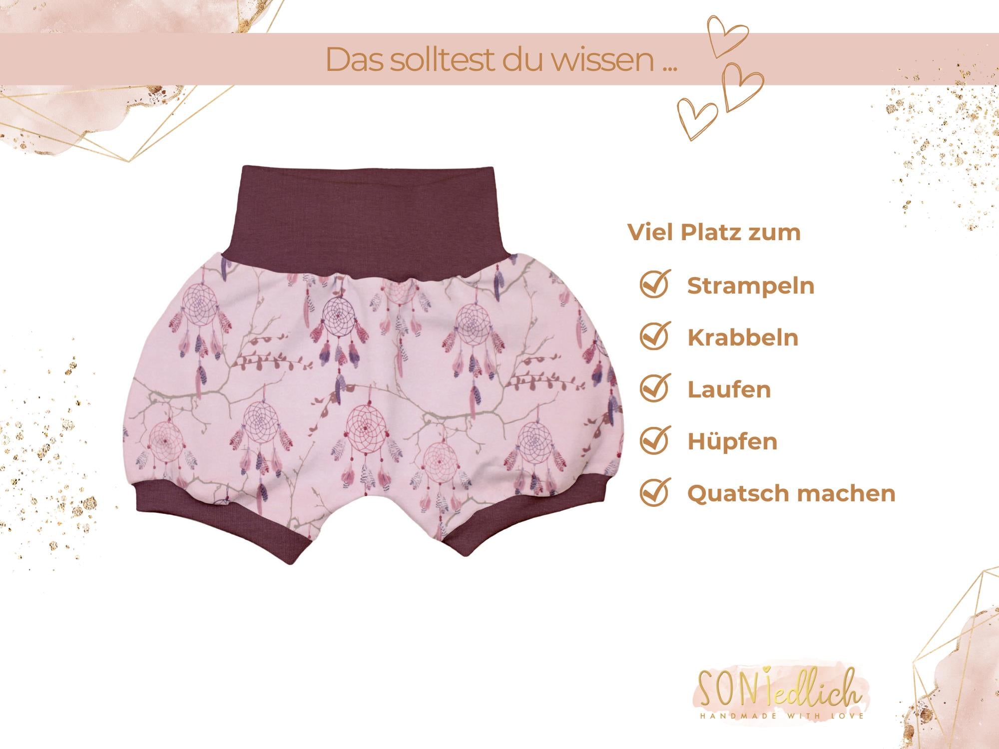 Kurze Pumphose für Babys und Kinder "Traumfänger" Beschreibung 1