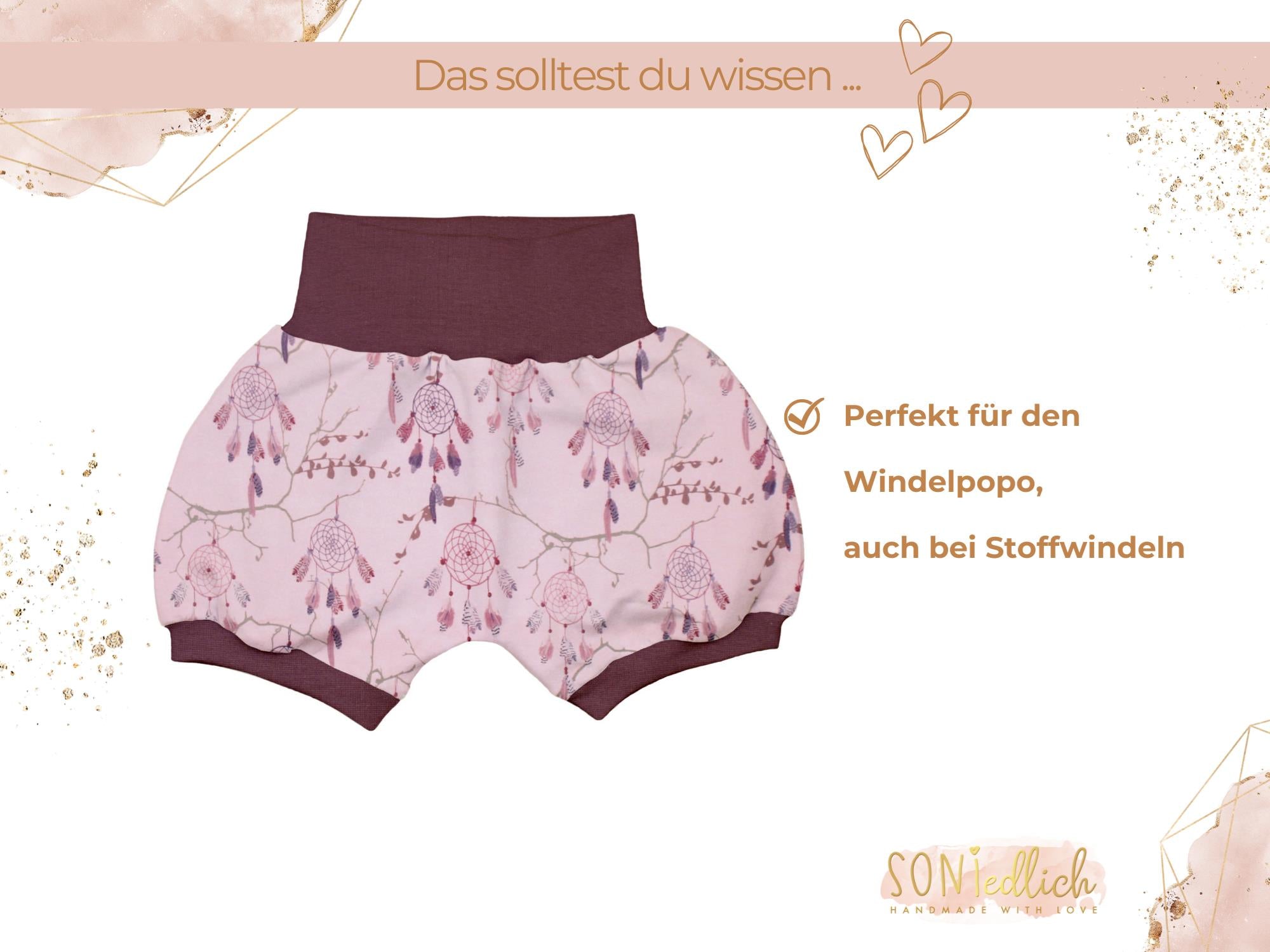 Kurze Pumphose für Babys und Kinder "Traumfänger" Beschreibung 2