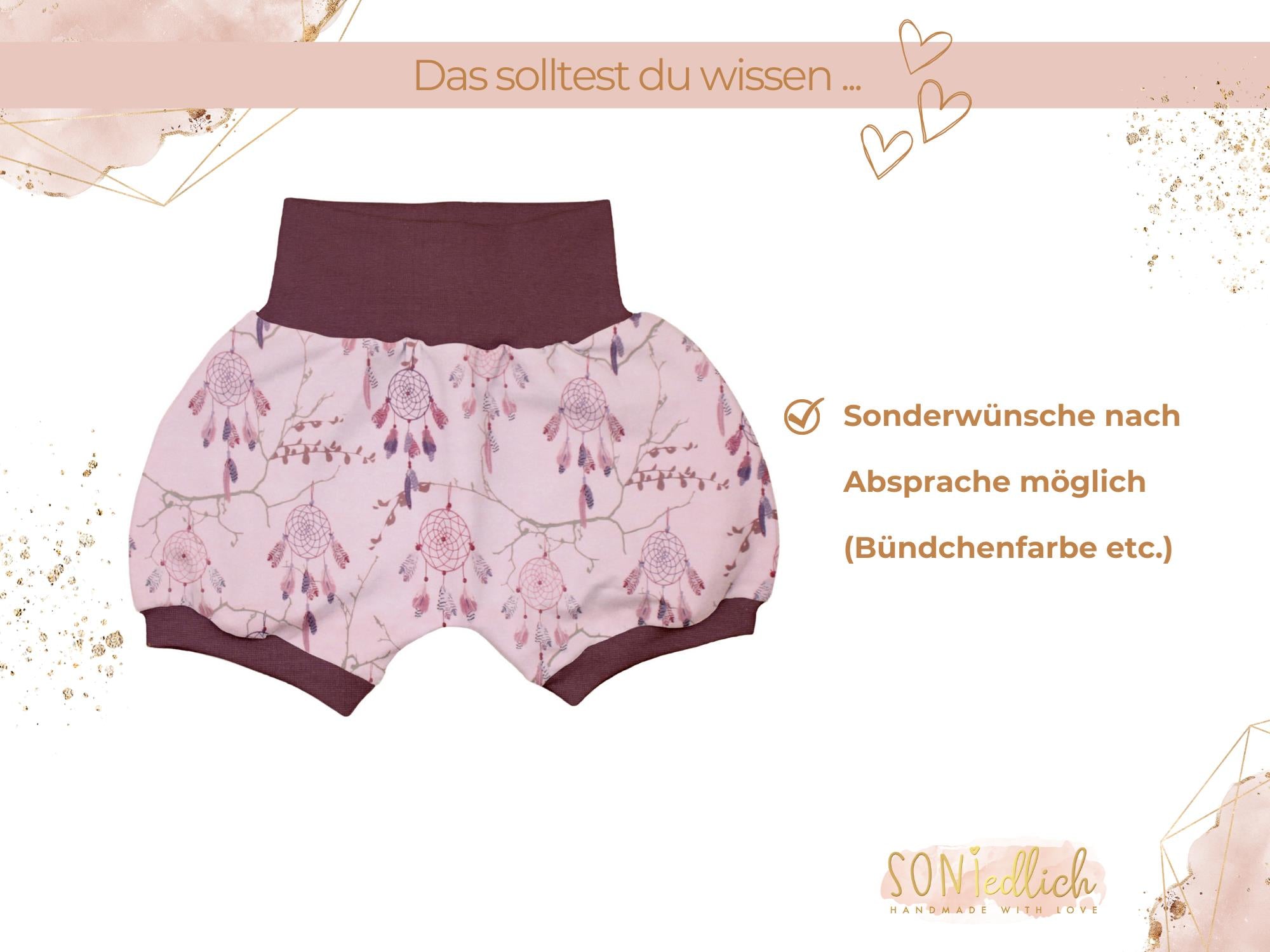 Kurze Pumphose für Babys und Kinder "Traumfänger" Sonderwünsche