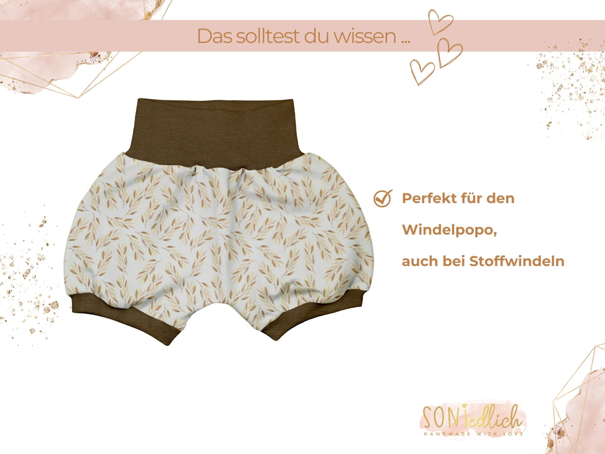Kurze Pumphose für Babys und Kinder "Weizenzweige" Beschreibung 2