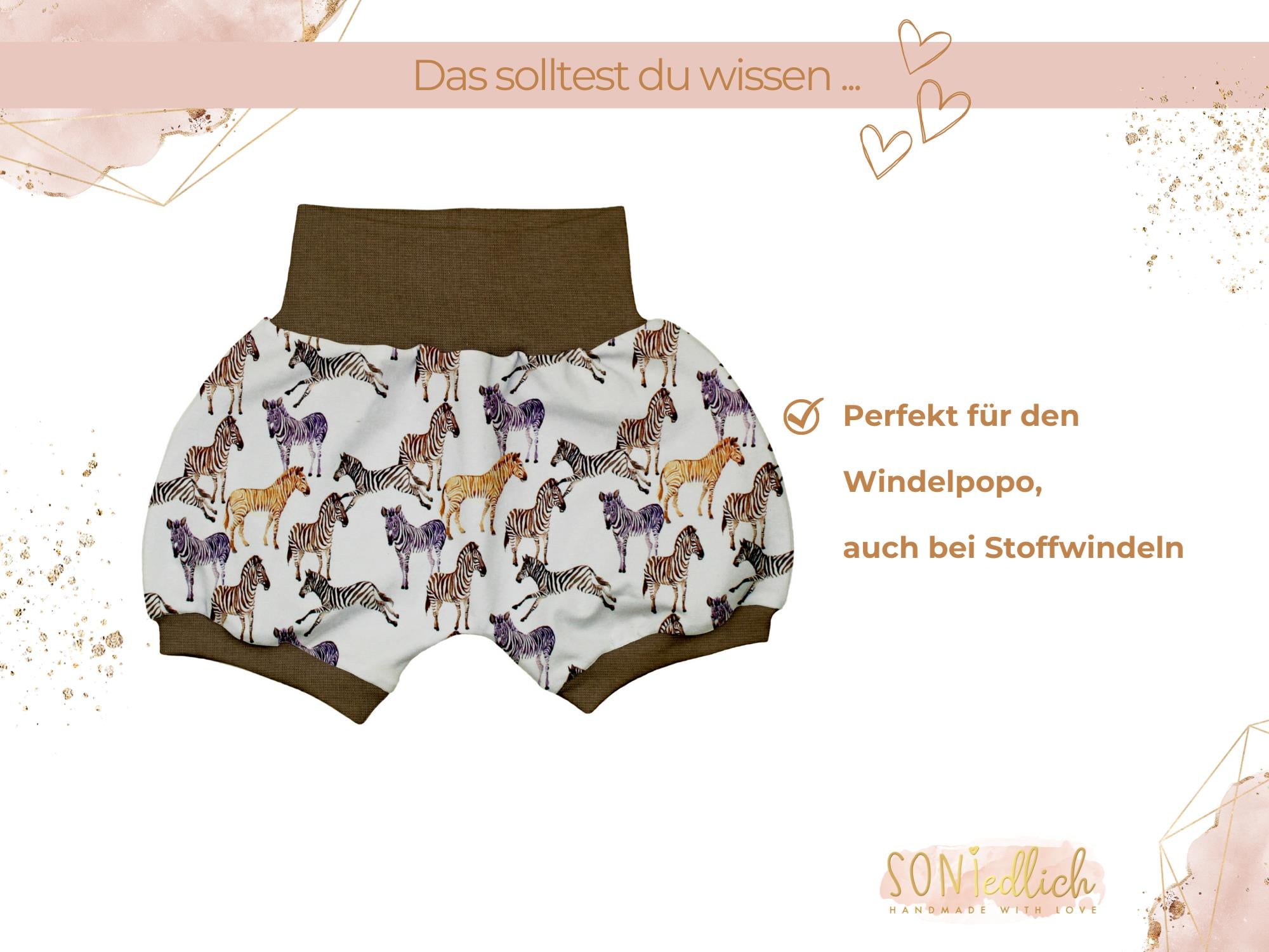  Kurze Pumphose für Babys und Kinder "Zebra" Beschreibung 2