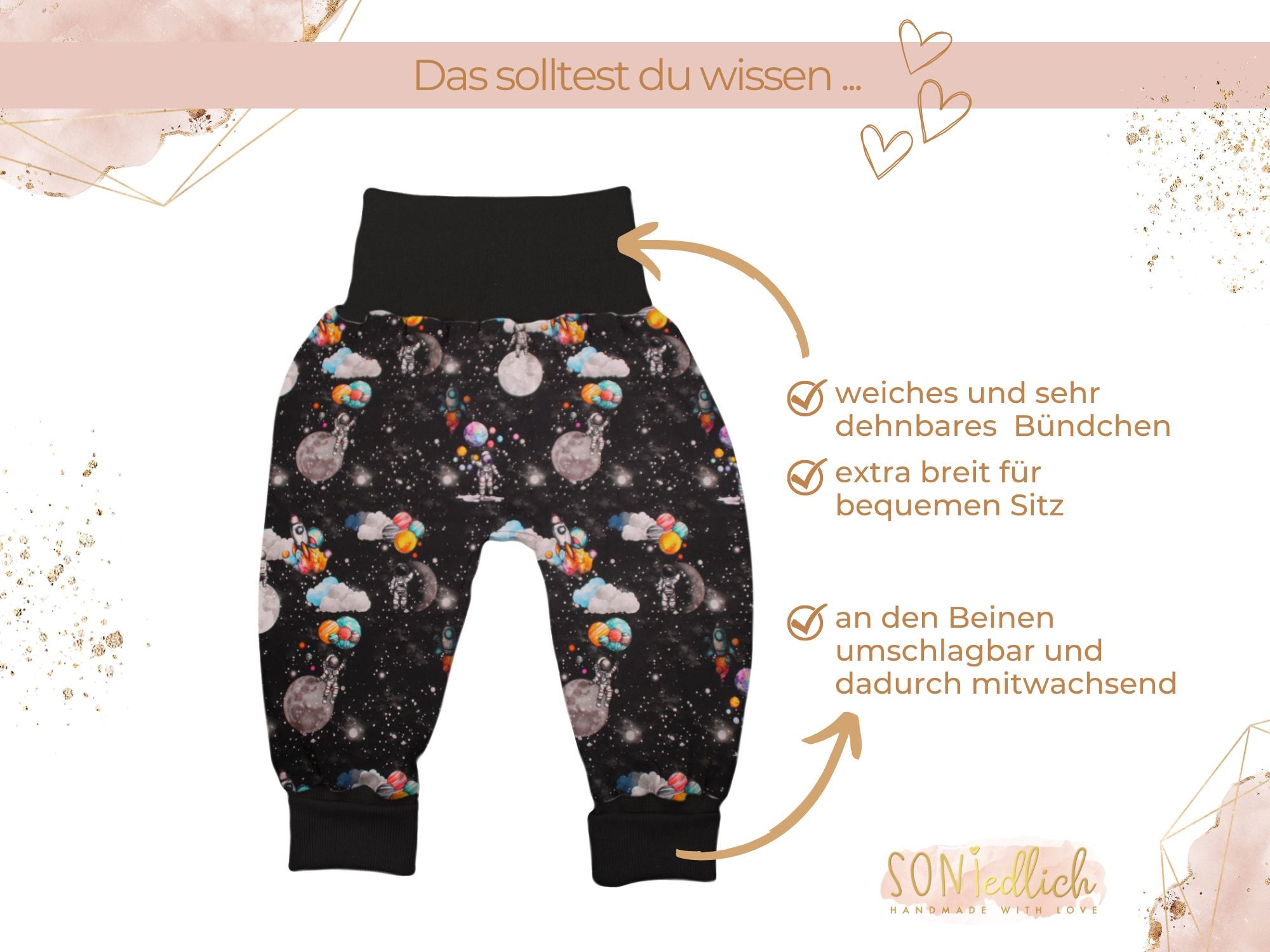 Lange Pumphose für Babys und Kinder „Astronaut“ Details