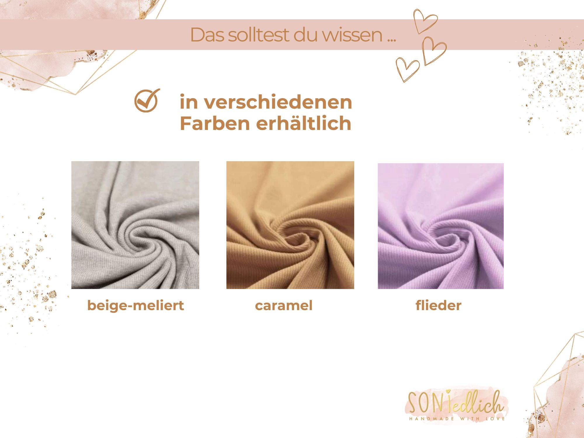 Darstellung der Farben beige-meliert, caramel und flieder
