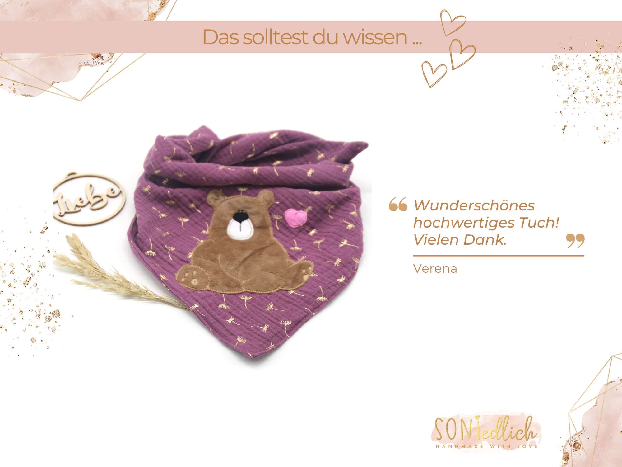 Musselintuch für Kinder bestickt „Bär“ Bewertung