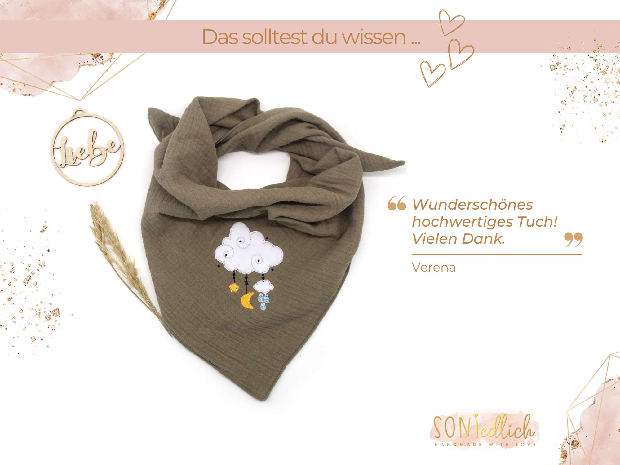 Musselintuch für Kinder bestickt „Wolke“ Bewertung