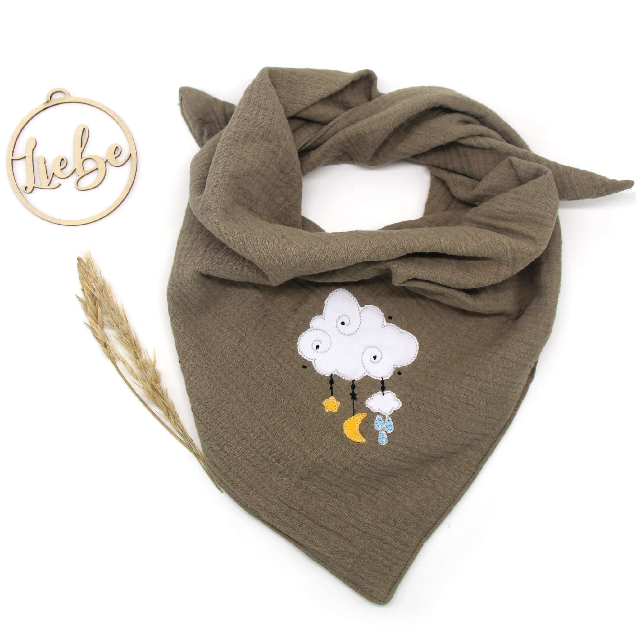 Musselintuch für Kinder bestickt „Wolke“