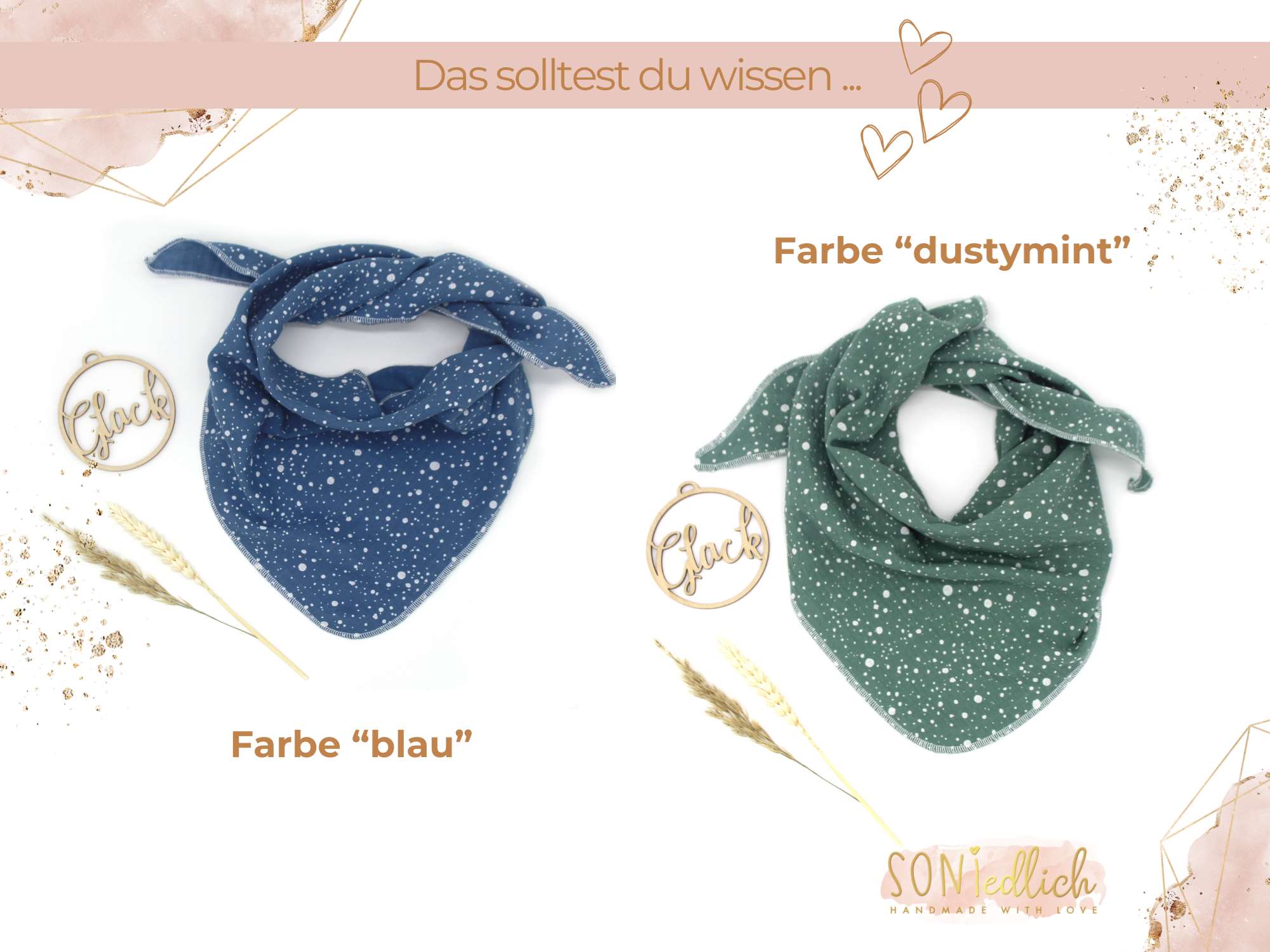 Musselintuch für Kinder "Dotties" Farbe blau und dustymint