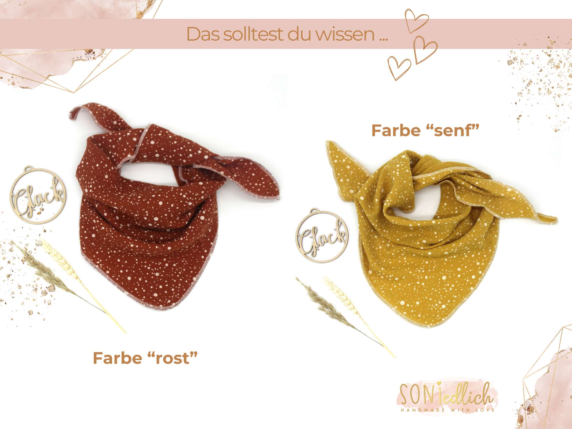 Musselintuch für Kinder "Dotties" Farbe rost und senf