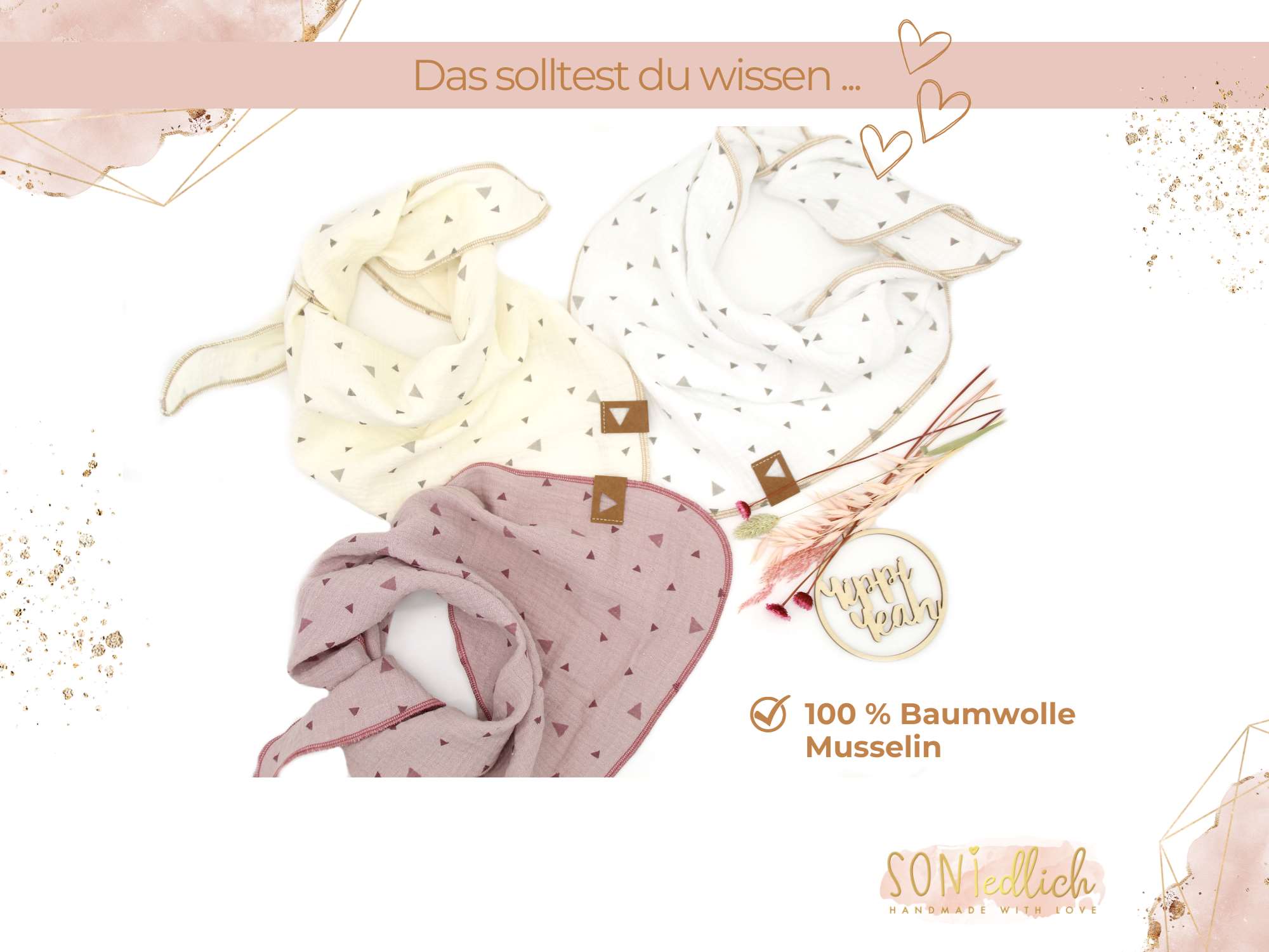 Musselintuch für Kinder "Dreiecke" Beschreibung