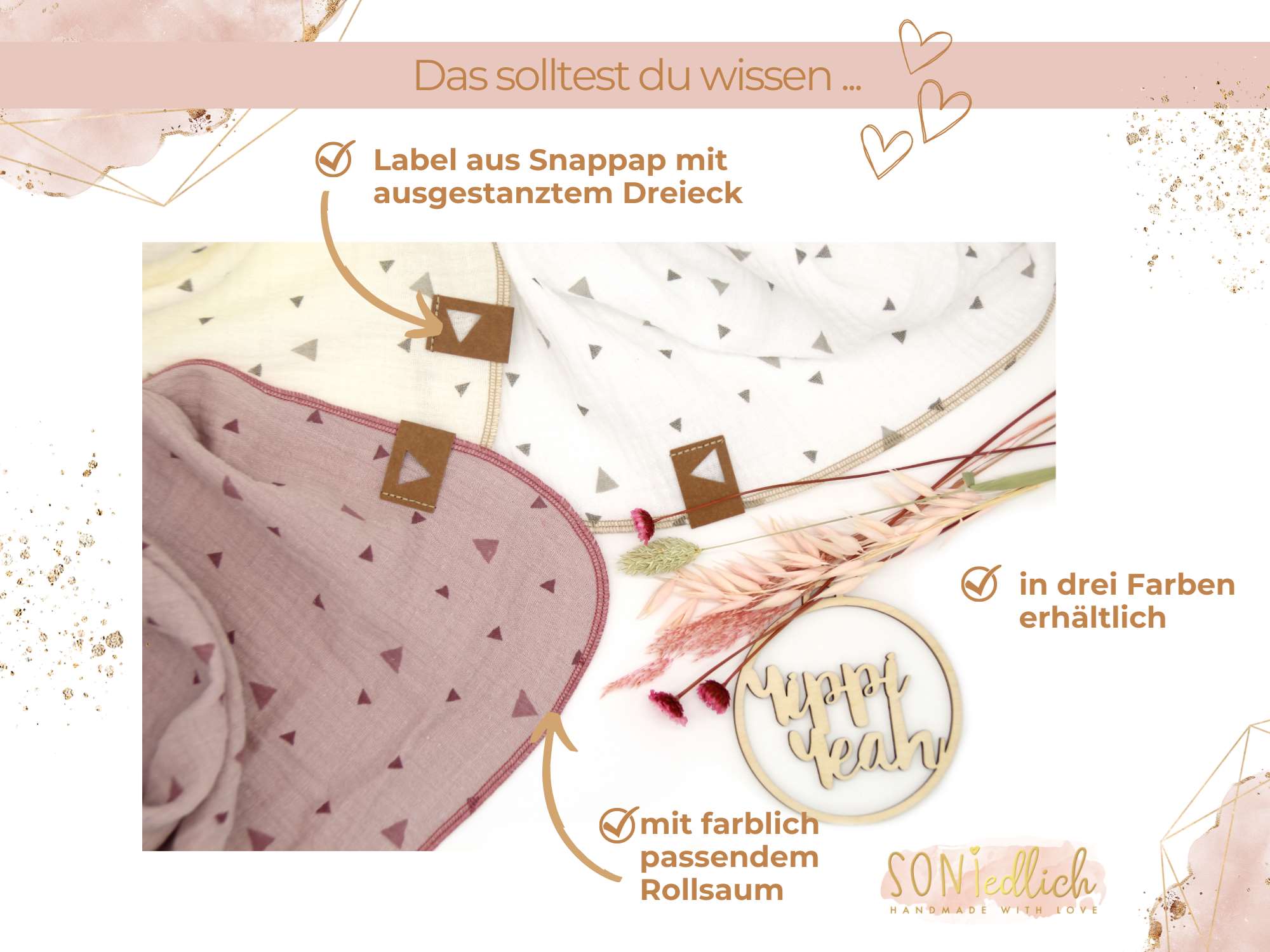 Musselintuch für Kinder "Dreiecke" Details