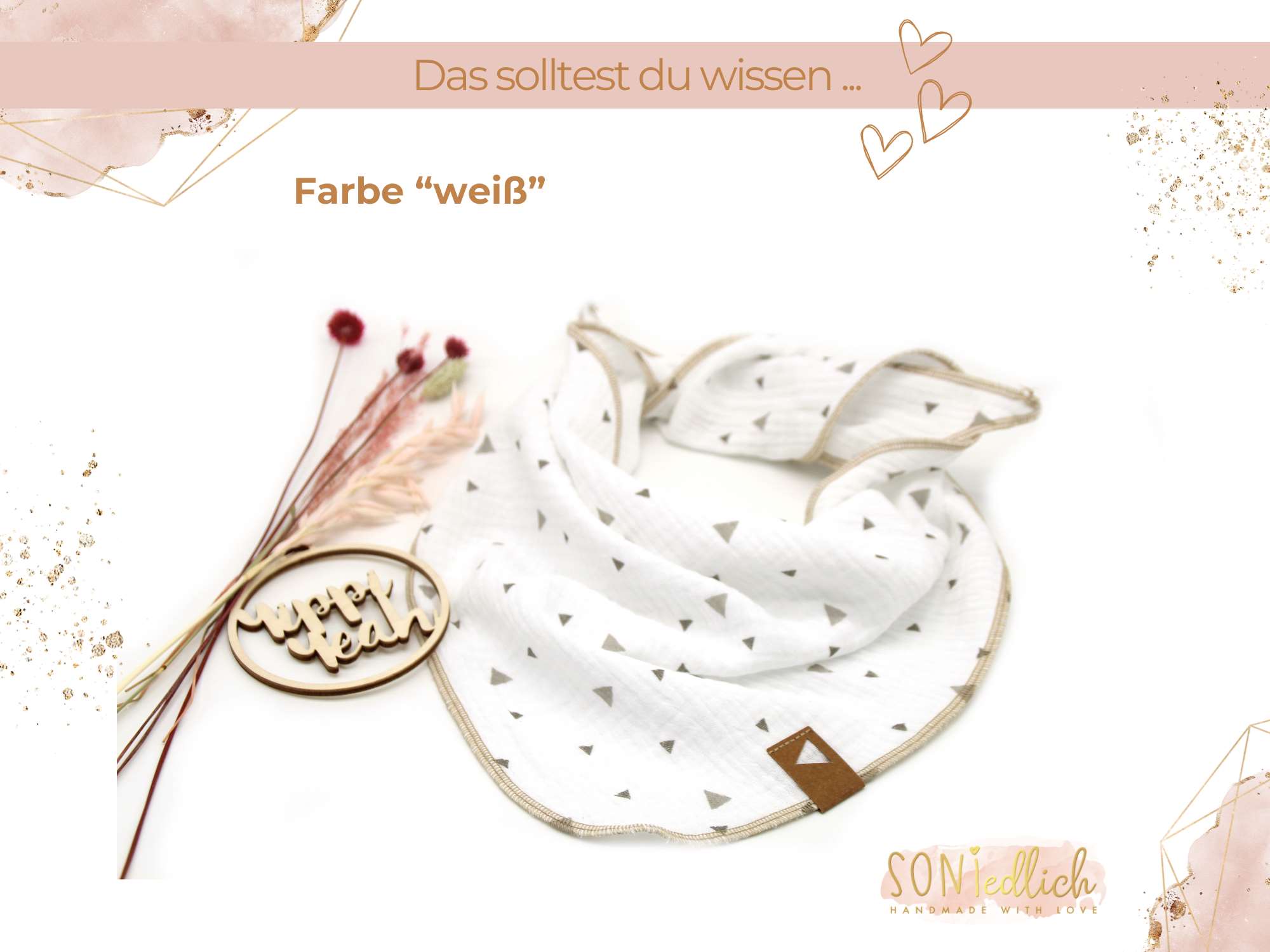 Musselintuch für Kinder "Dreiecke" Farbe weiß