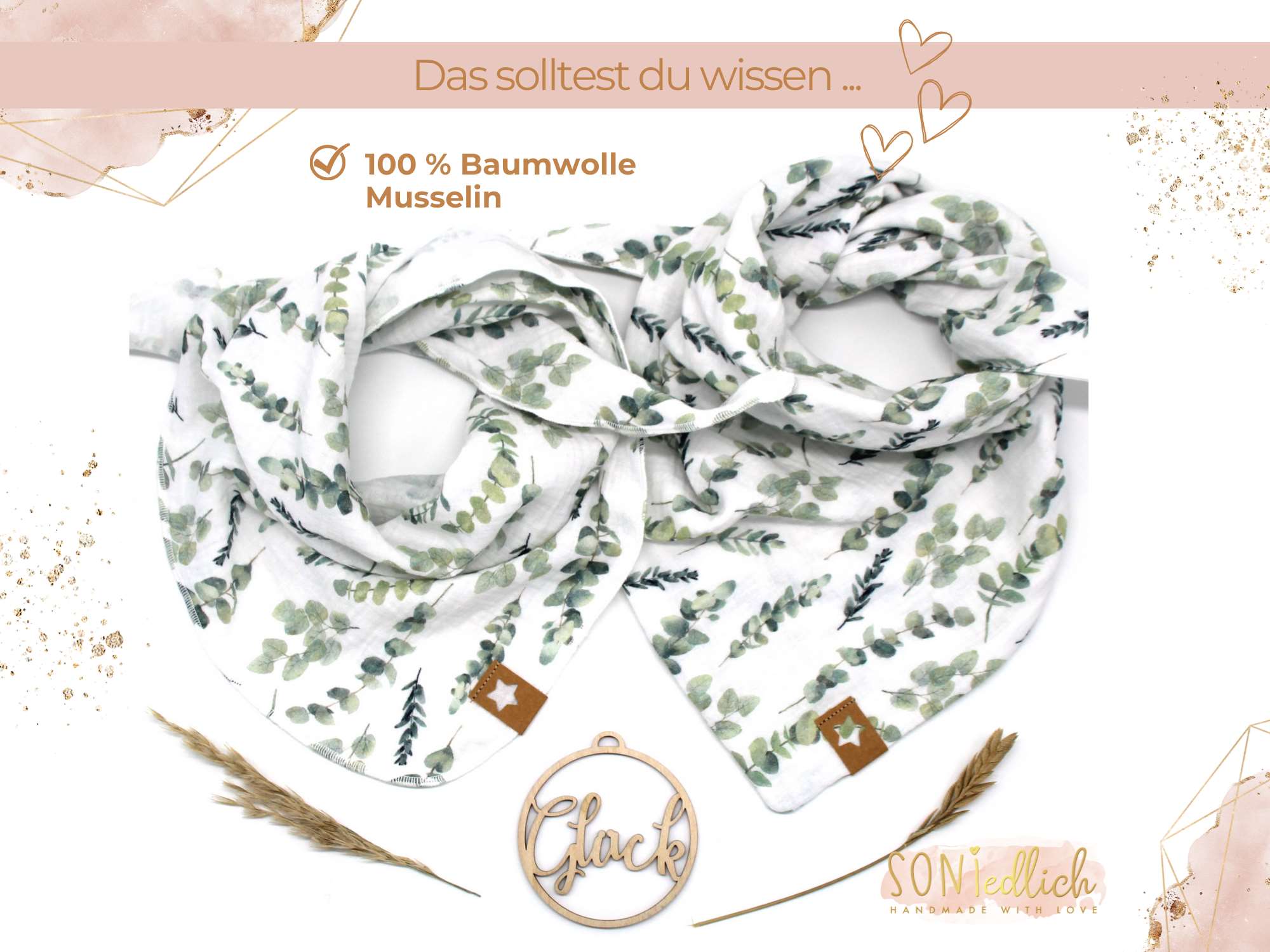 Musselintuch für Kinder "Eukalyptus" Beschreibung