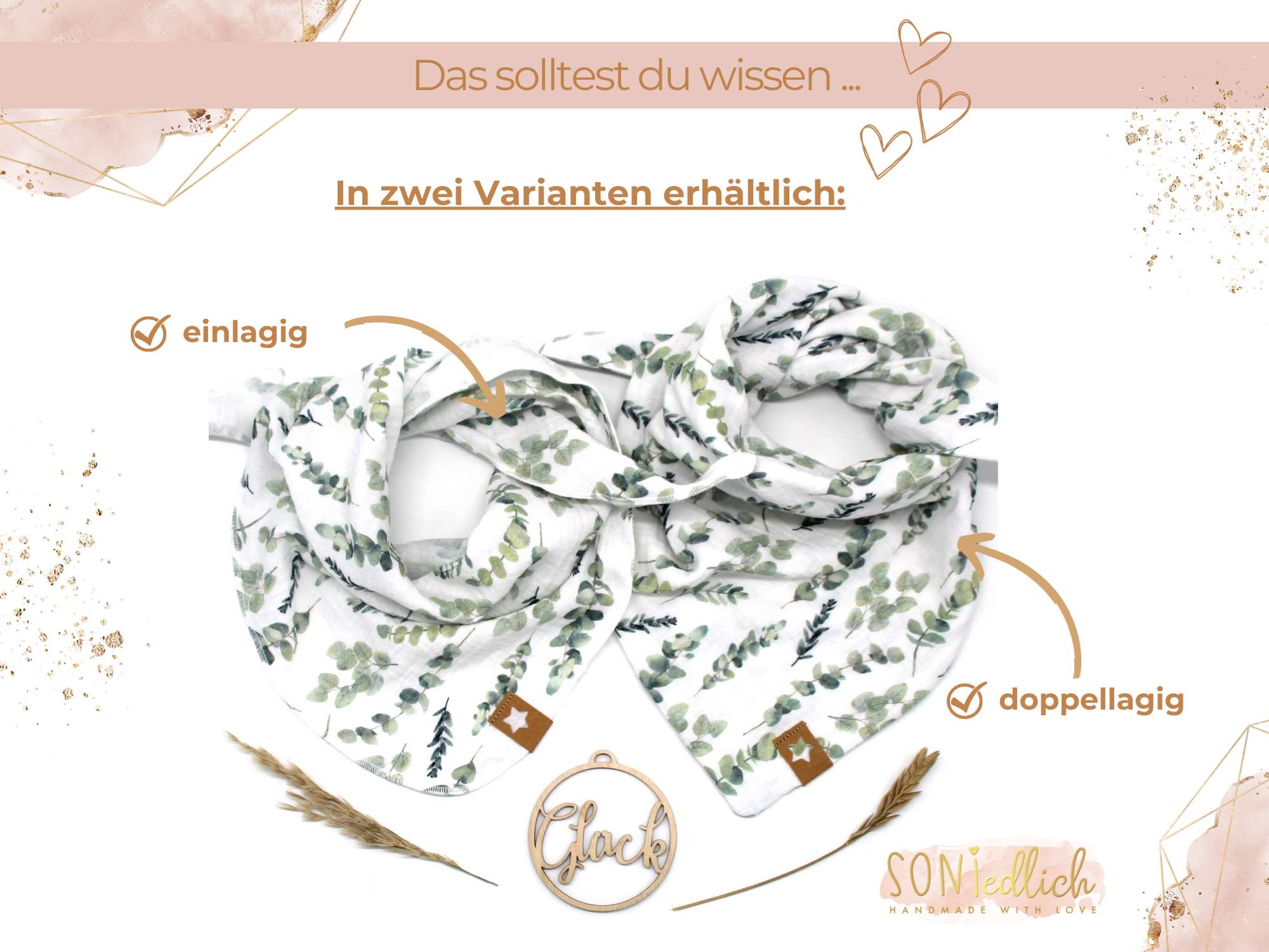 Musselintuch für Kinder "Eukalyptus" Varianten