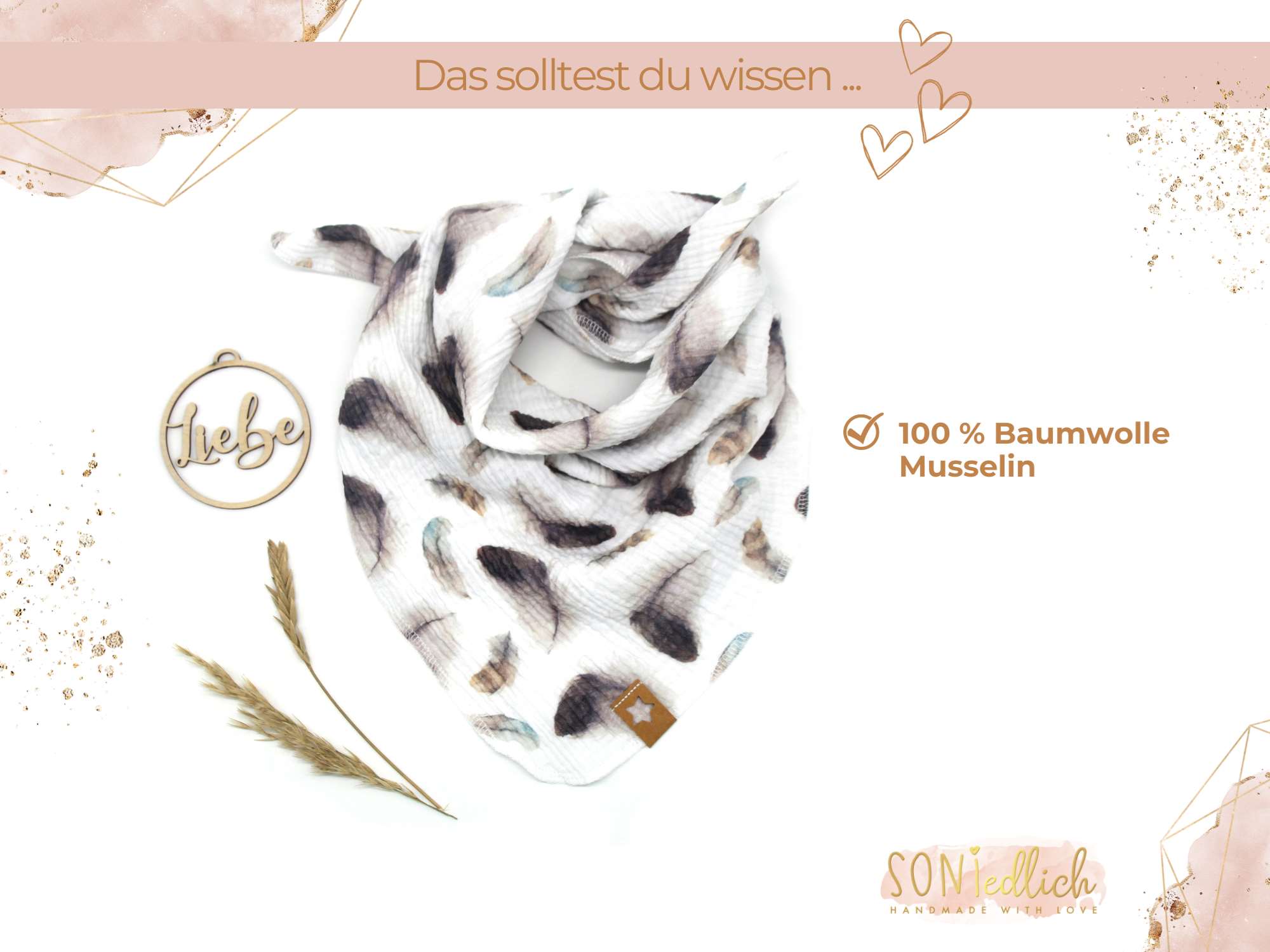 Musselintuch für Kinder „Federn“ Beschreibung
