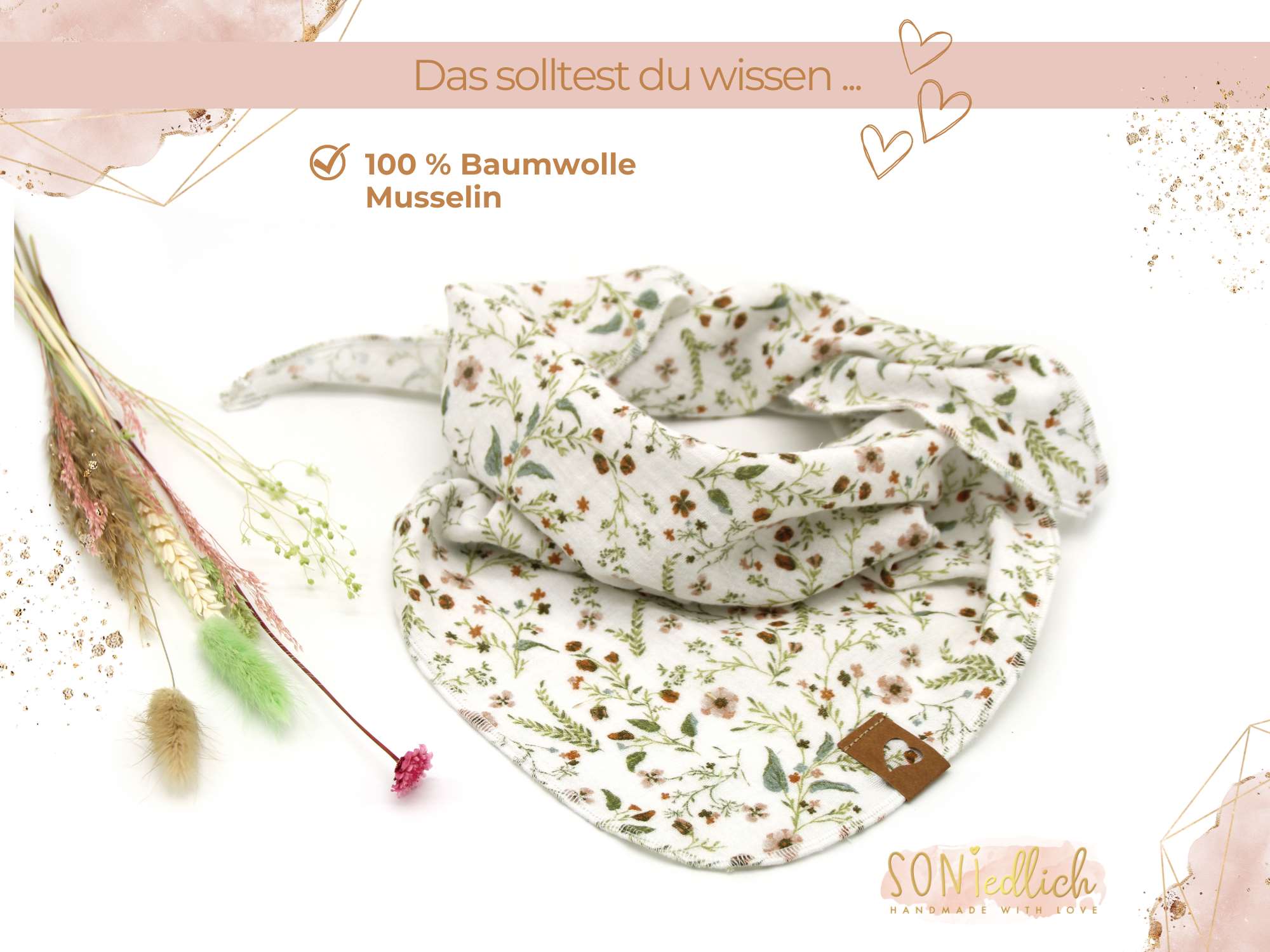 Musselintuch für Kinder "flower meadow" Beschreibung