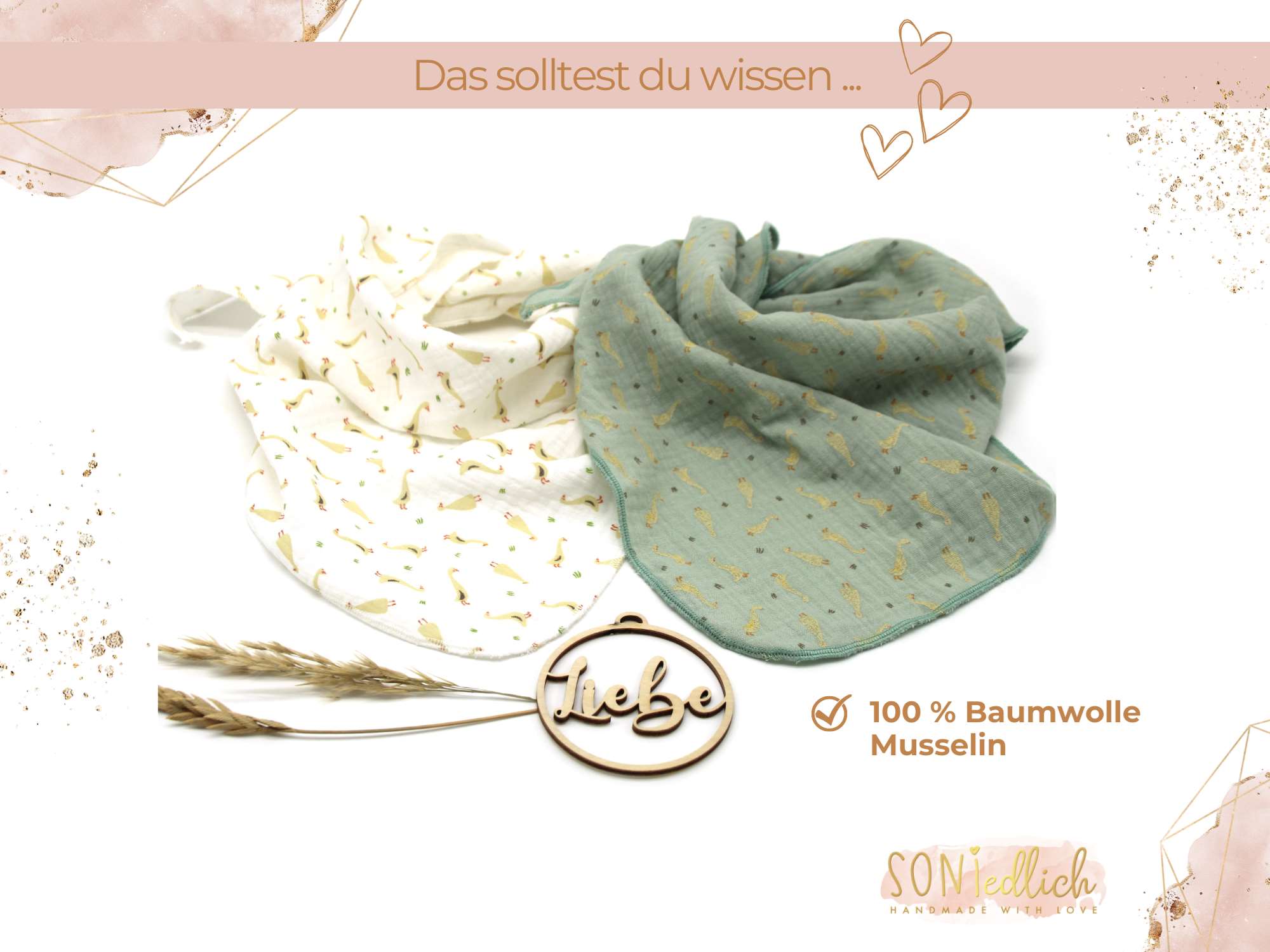 Musselintuch für Kinder "Gänse" Beschreibung