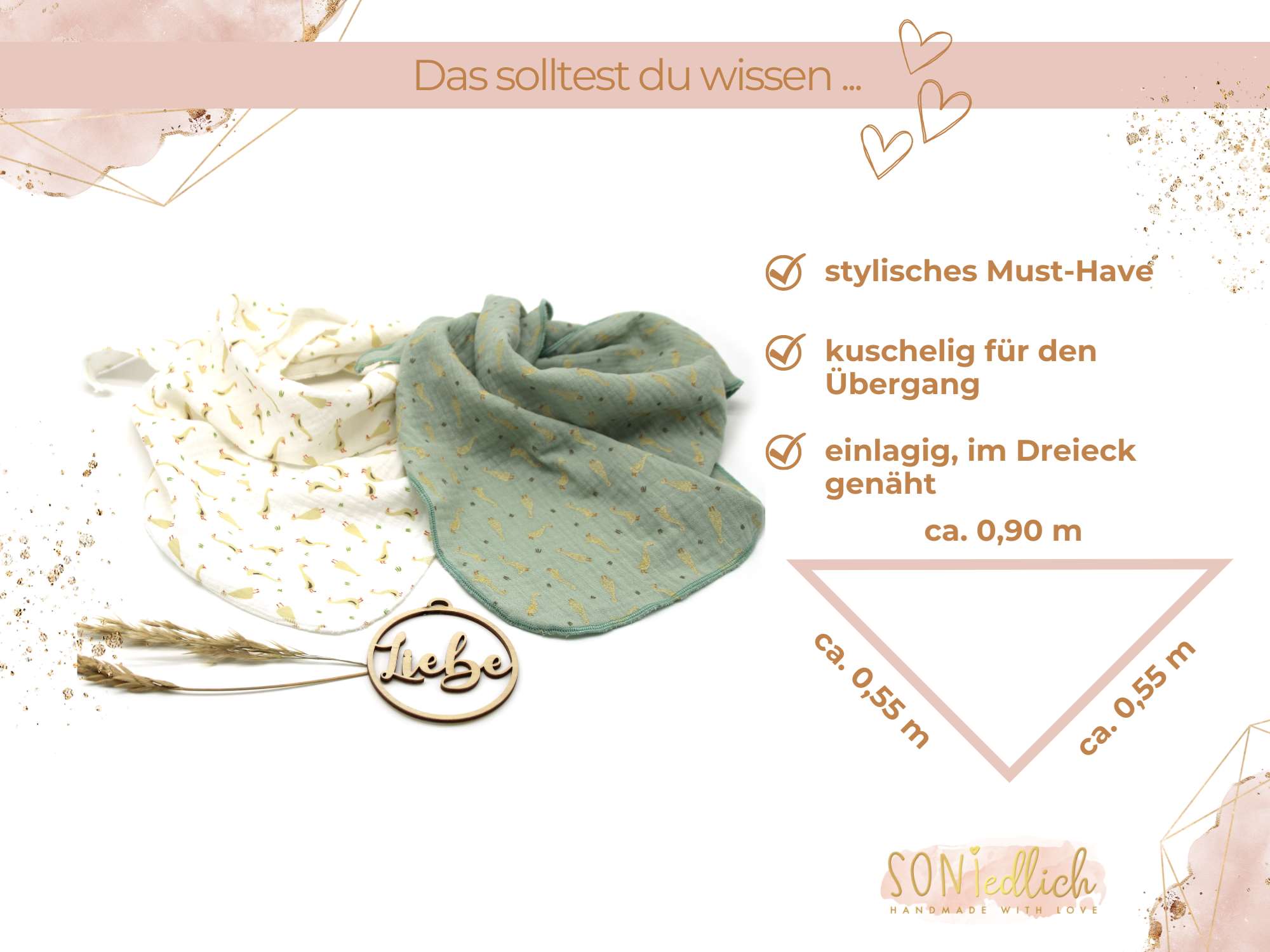 Musselintuch für Kinder "Gänse" Maße