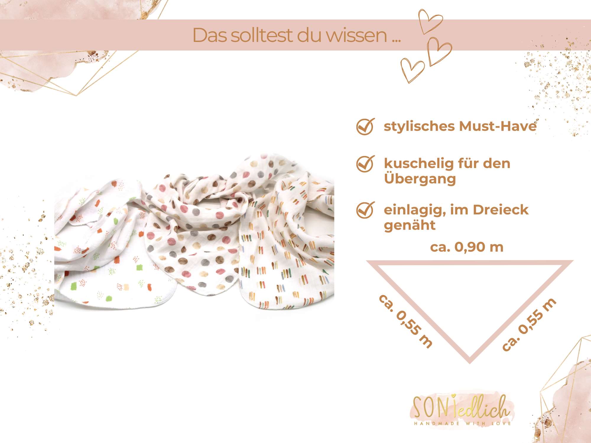 Musselintuch für Kinder "geometrics" Maße