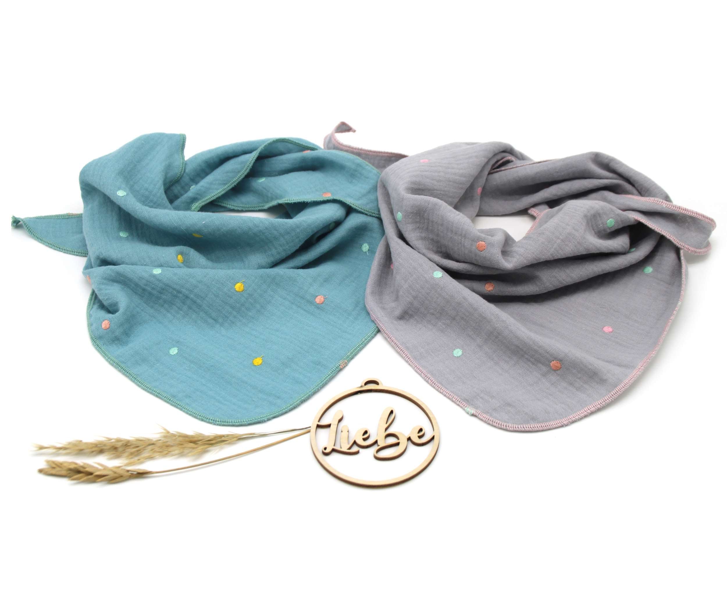 Musselintuch für Kinder "gestickte Punkte"