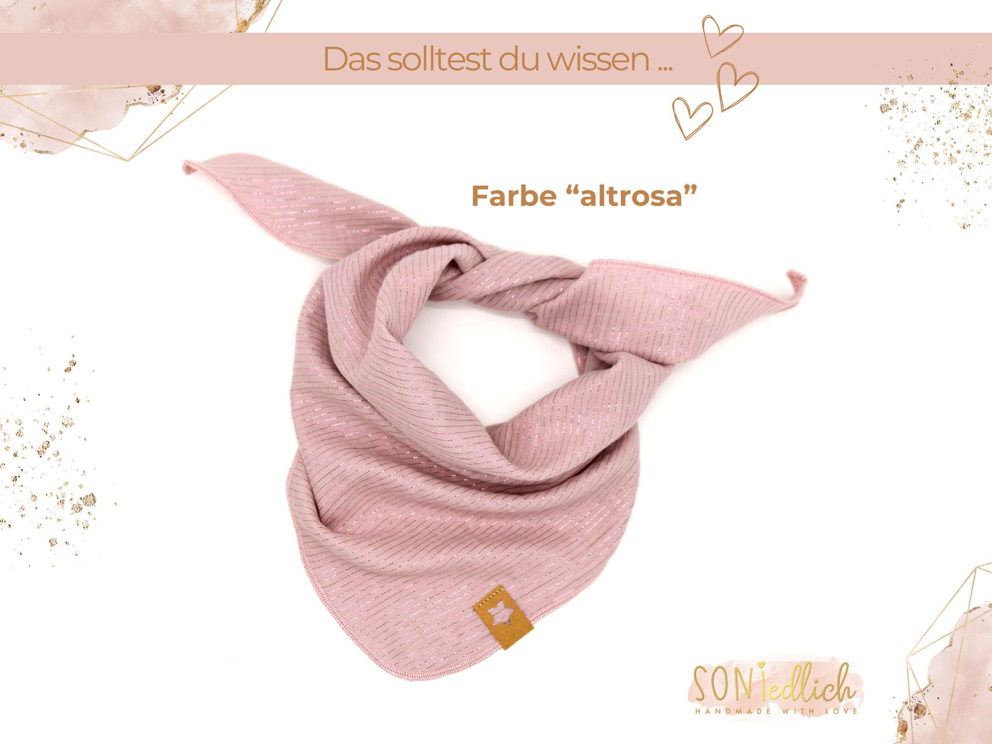 Musselintuch für Kinder "Glitzerstreifen" altrosa