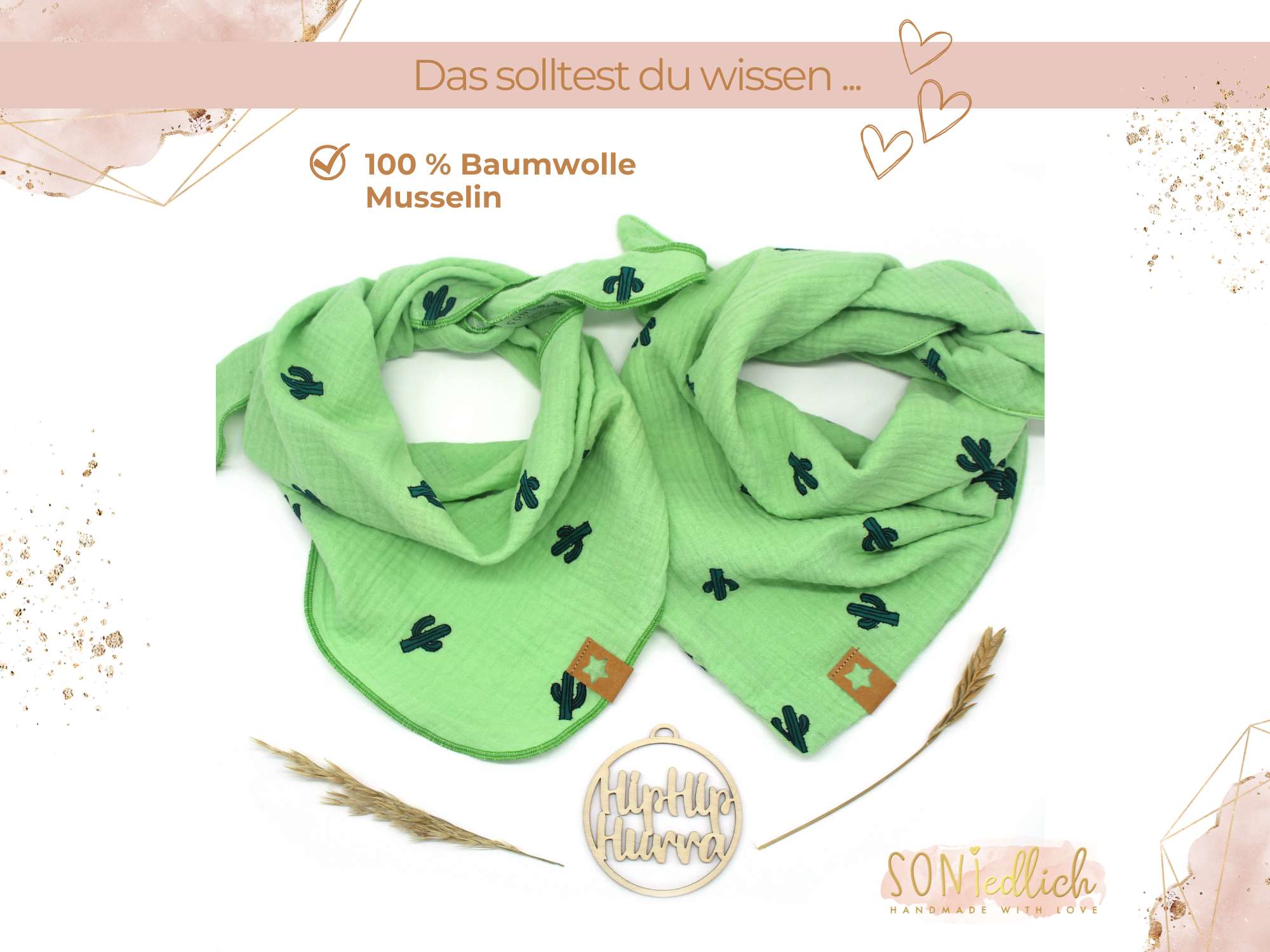 Musselintuch für Kinder "Kaktus" Beschreibung
