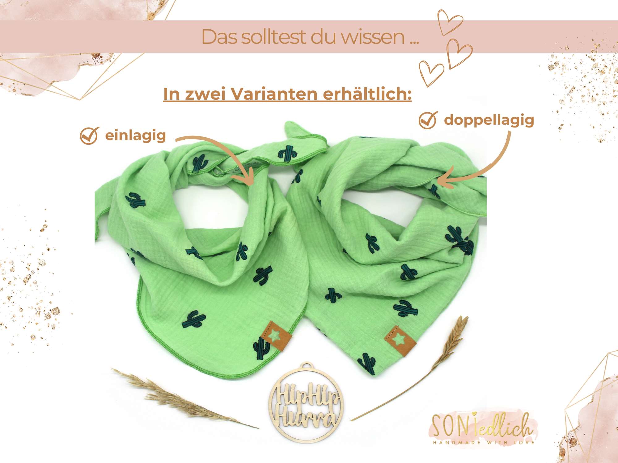 Musselintuch für Kinder "Kaktus" Varianten