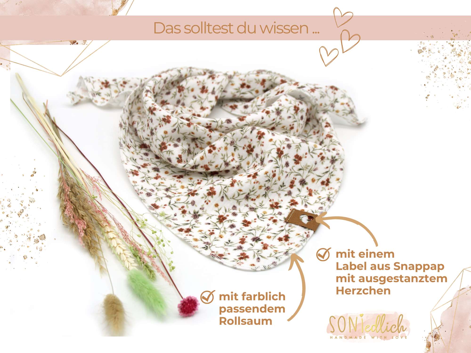 Musselintuch für Kinder "mille flores" Details