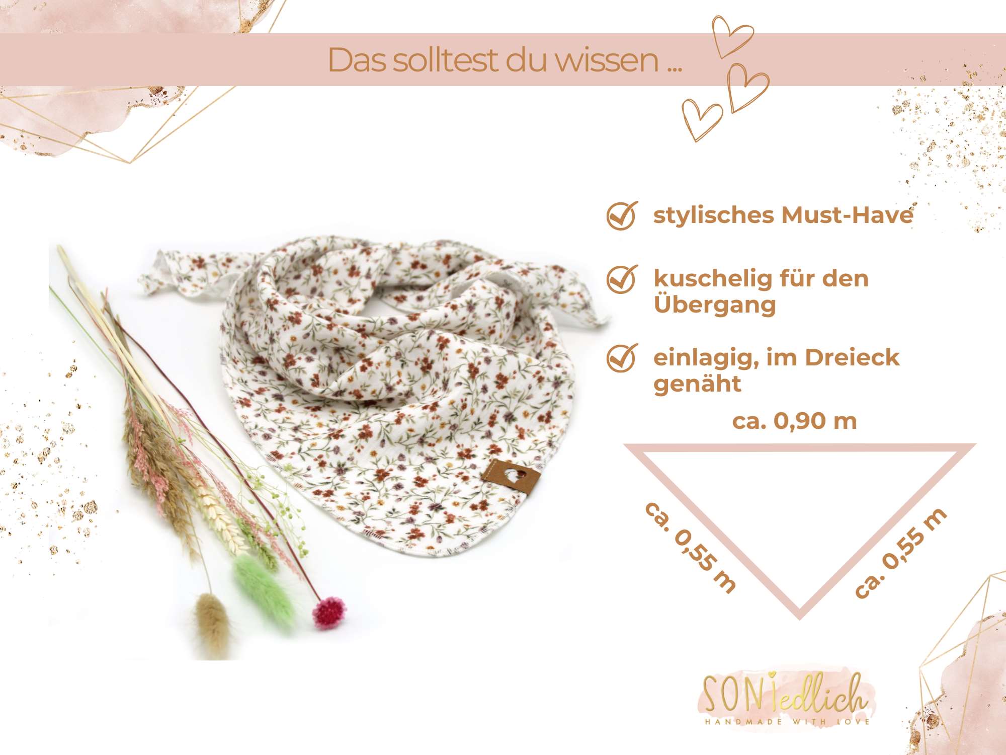 Musselintuch für Kinder "mille flores" Maße