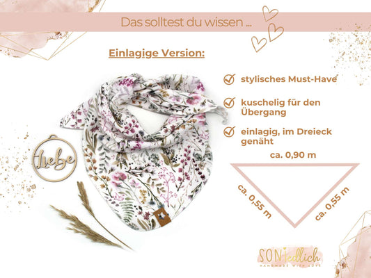 Musselintuch für Kinder "natural-leaves" Maße einlagige Version