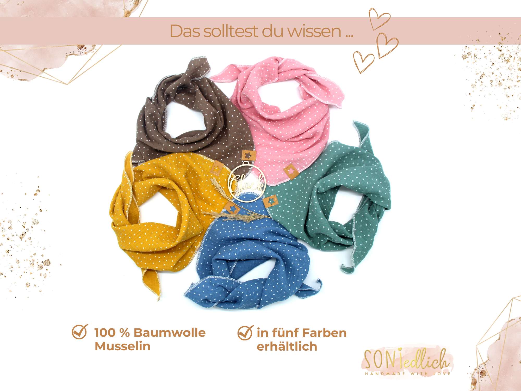 Musselintuch für Kinder "Punkte" Beschreibung