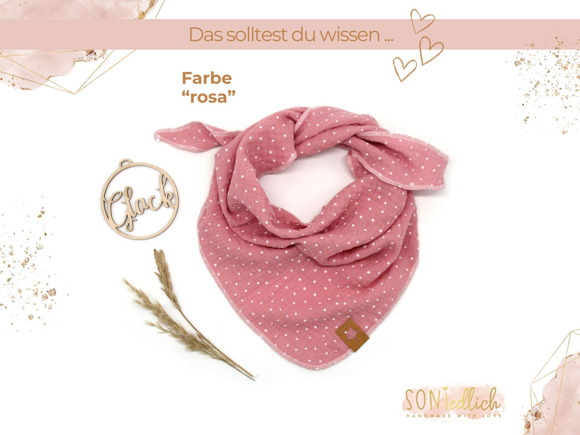 Musselintuch für Kinder "Punkte" Farbe rosa