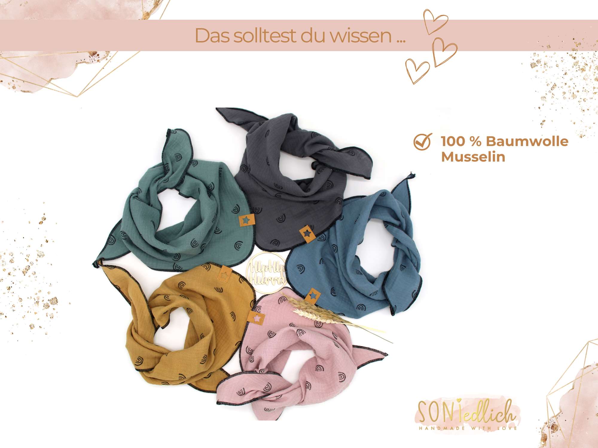 Musselintuch für Kinder "Regenbogen einlagig" Beschreibung