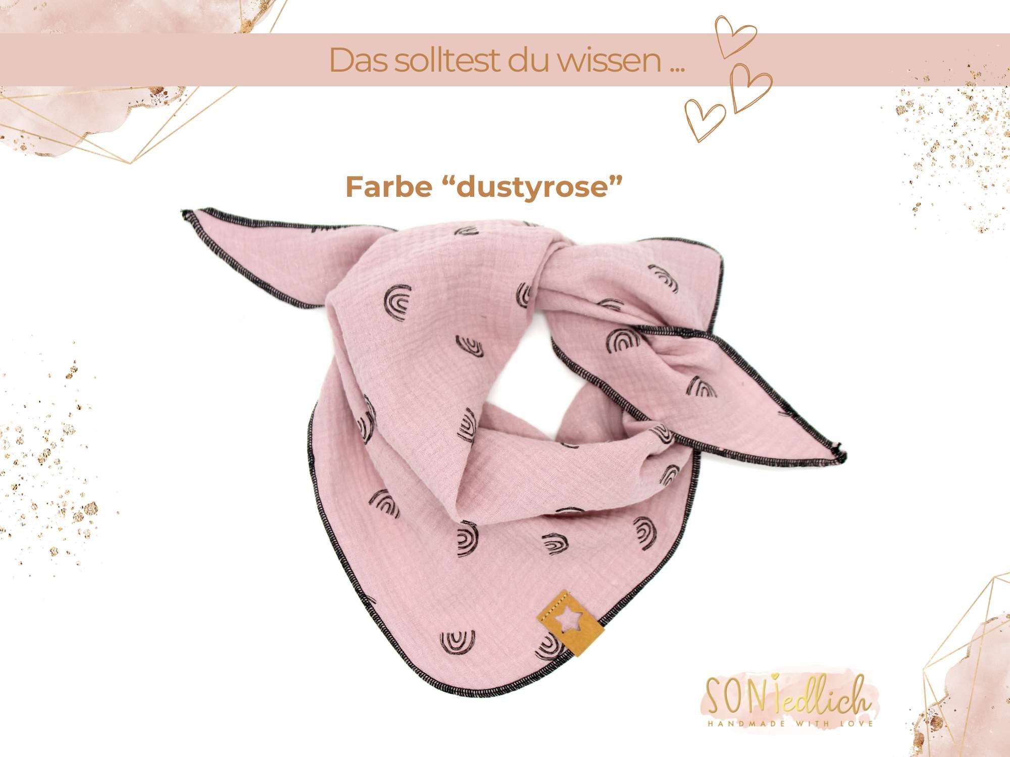 Musselintuch für Kinder "Regenbogen einlagig" Farbe dustyrose