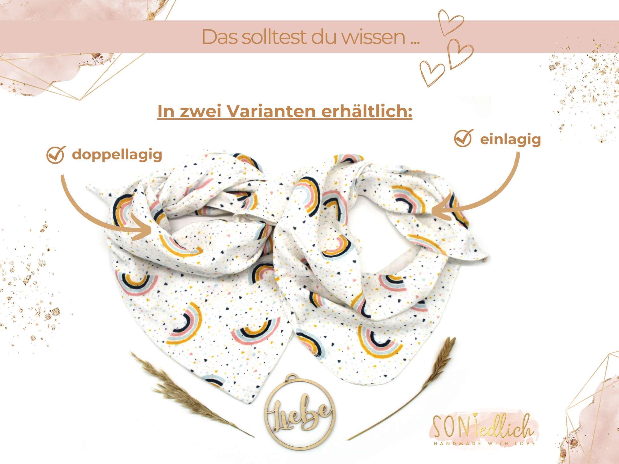 Musselintuch für Kinder "Regenbogen, weiß" Varianten