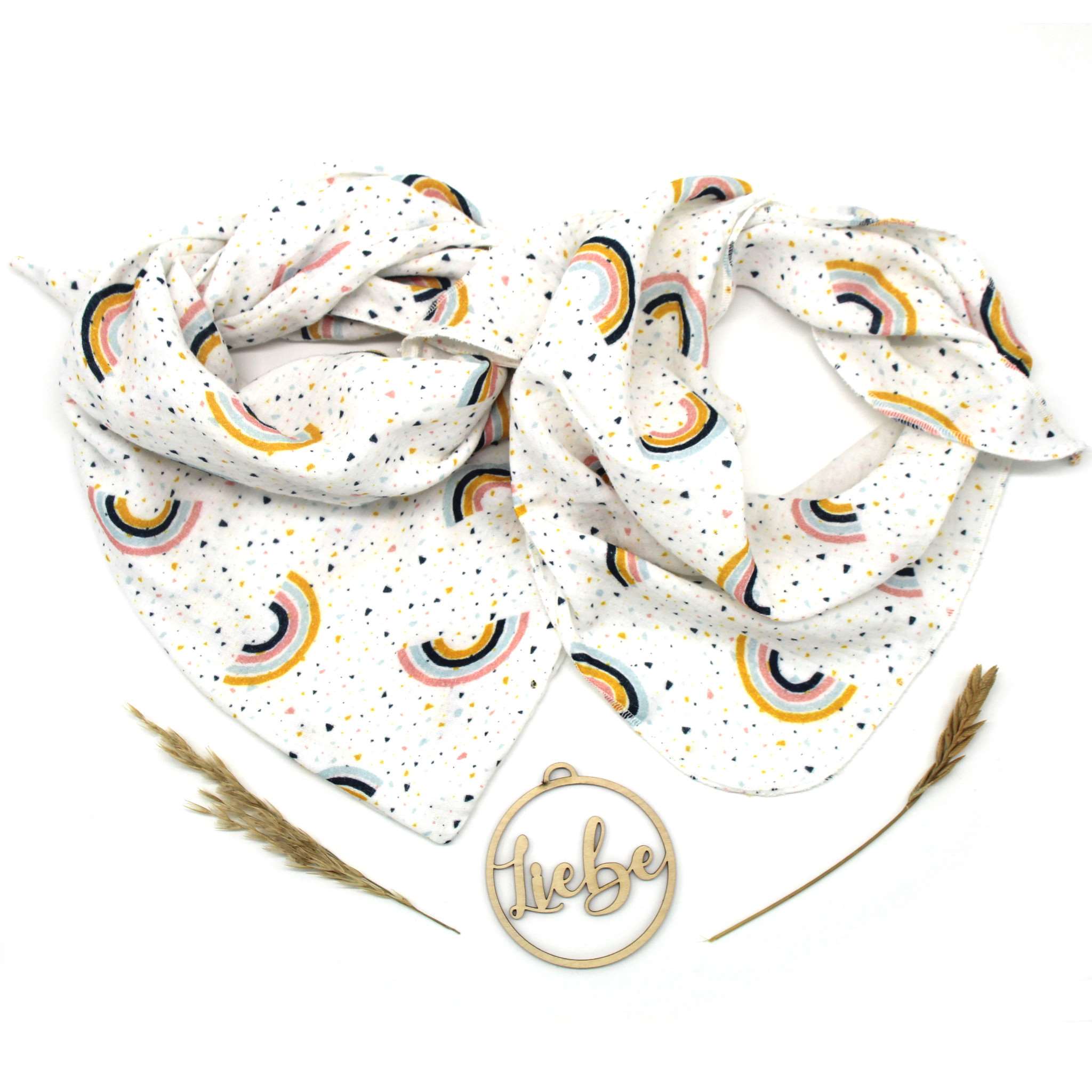 Musselintuch für Kinder "Regenbogen, weiß"