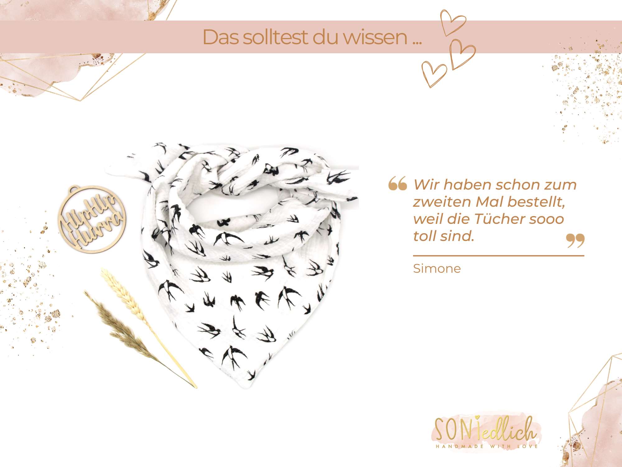 Musselintuch für Kinder "Schwalben, weiß" Bewertung