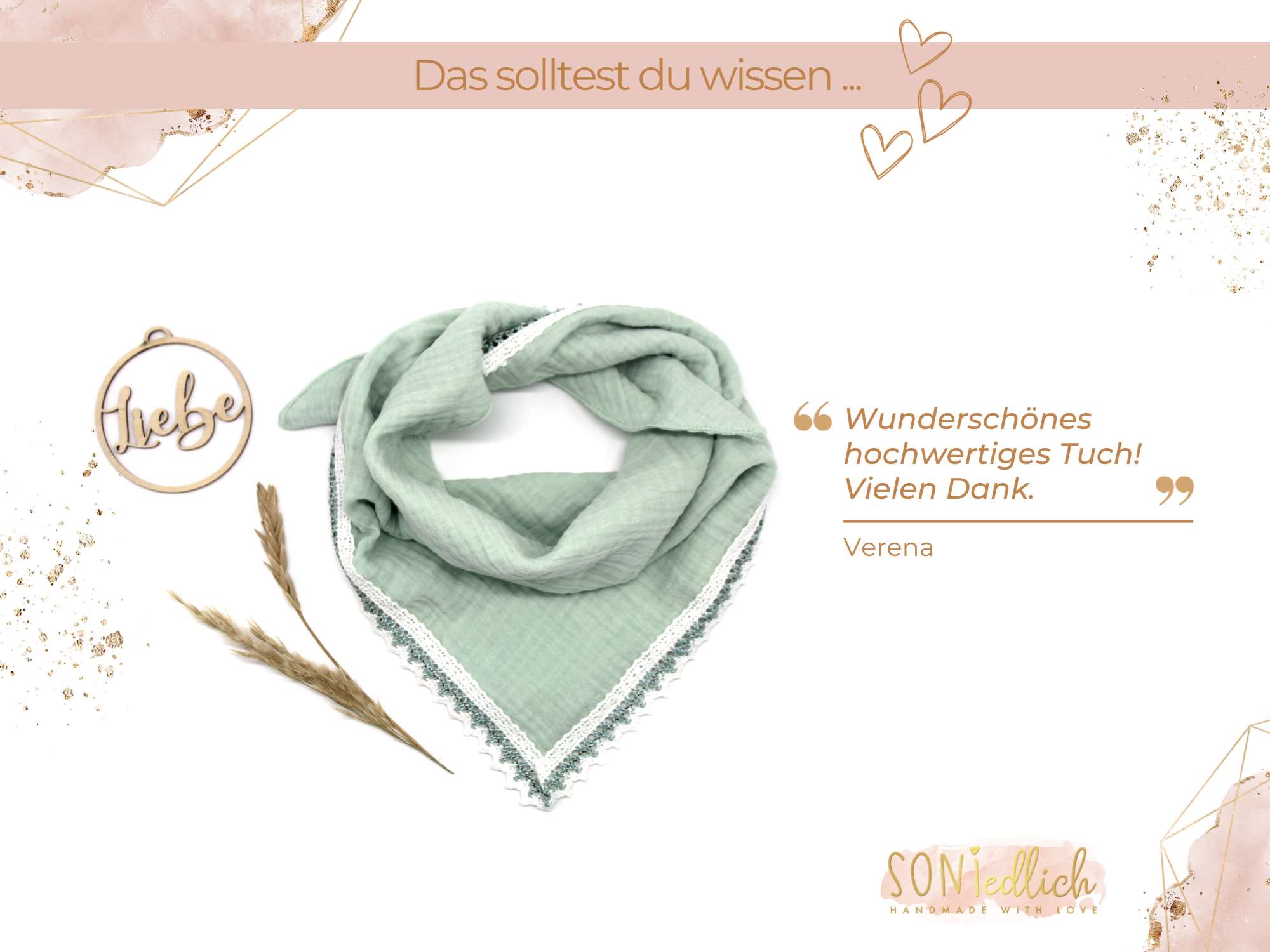 Musselintuch für Kinder „Spitze, hellmint“ Bewertung