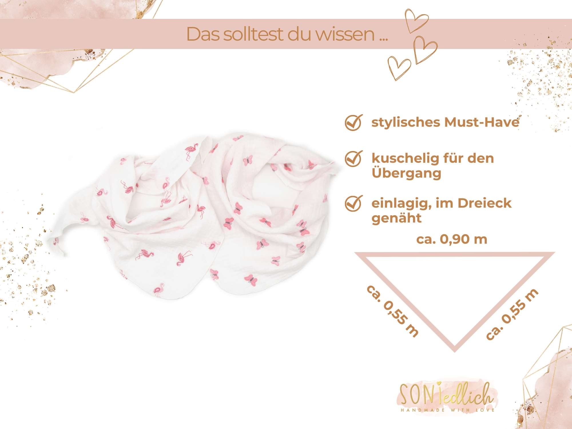 Musselintuch für Kinder "Stickerei" Maße