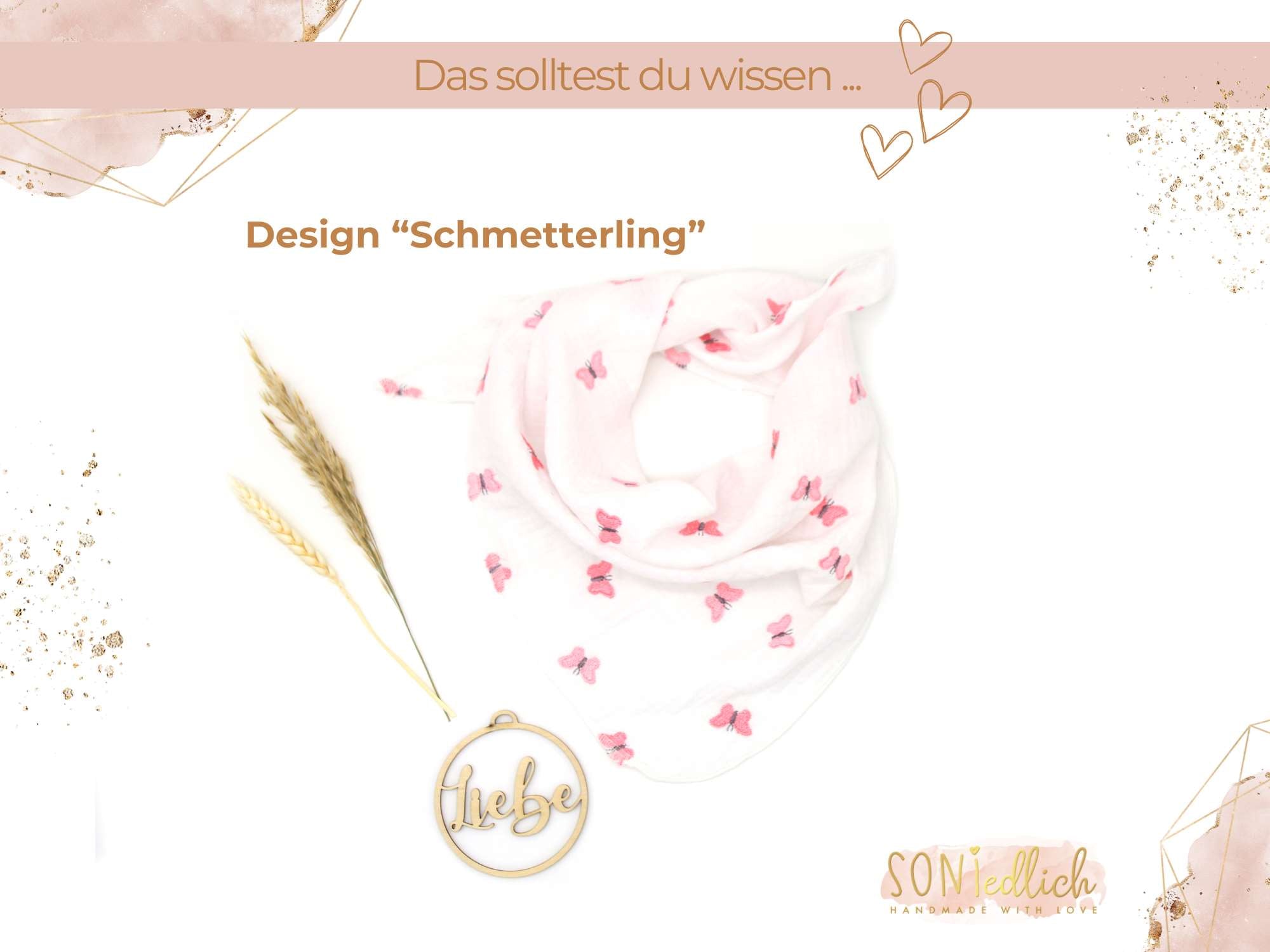 Musselintuch für Kinder "Stickerei" Design Schmetterling