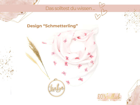 Musselintuch für Kinder "Stickerei" Design Schmetterling