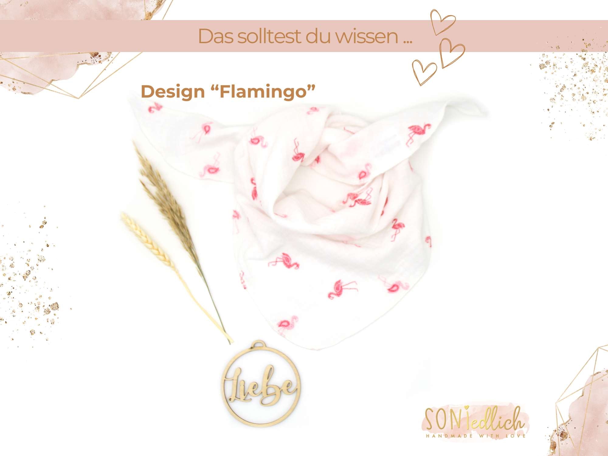 Musselintuch für Kinder "Stickerei" Design Flamingo