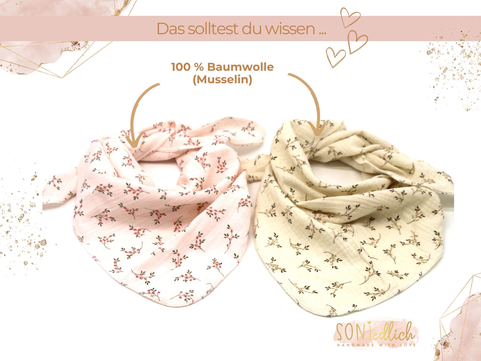 Musselintuch für Kinder "Stielblüten" Beschreibung