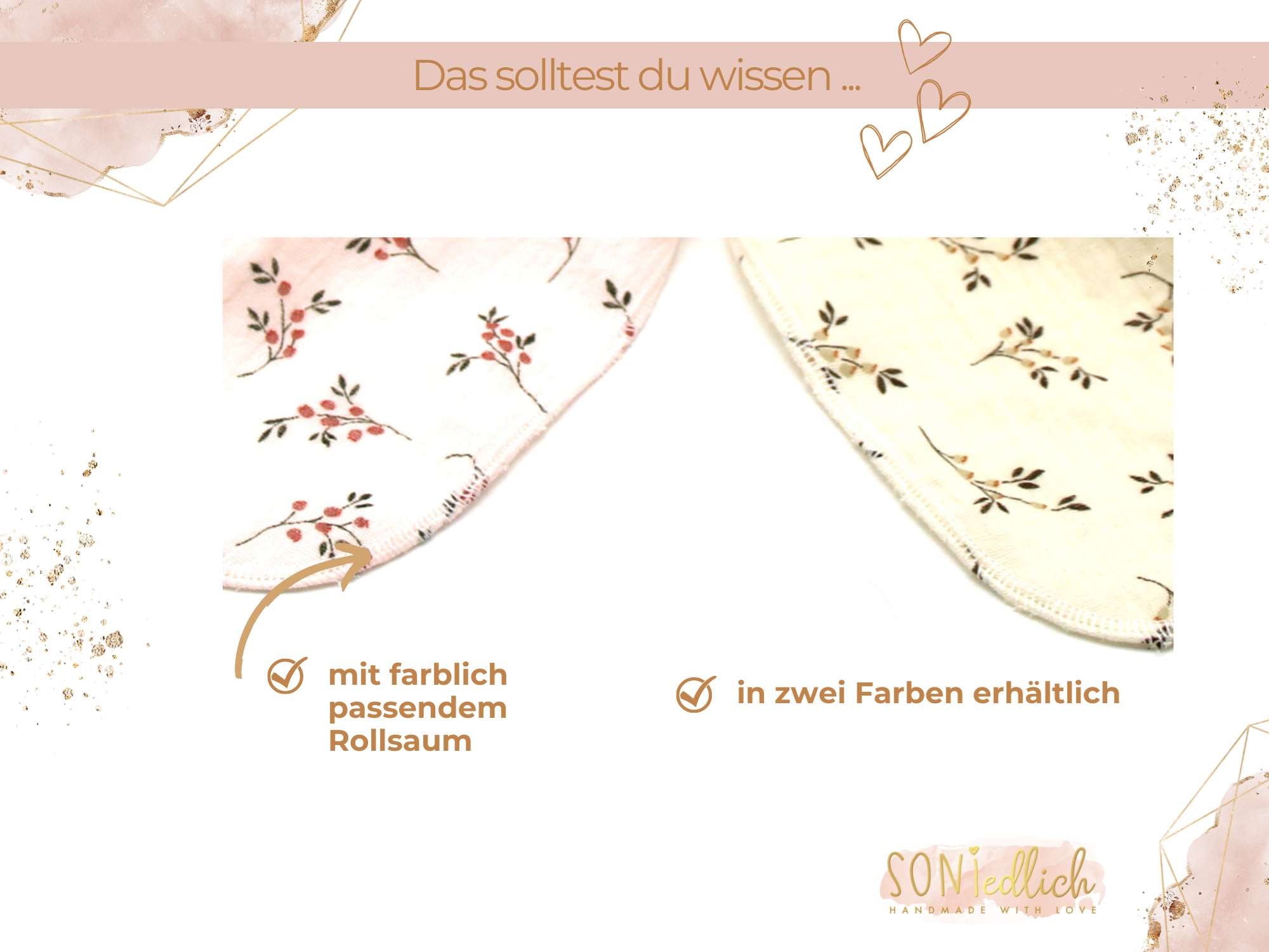 Musselintuch für Kinder "Stielblüten" Details