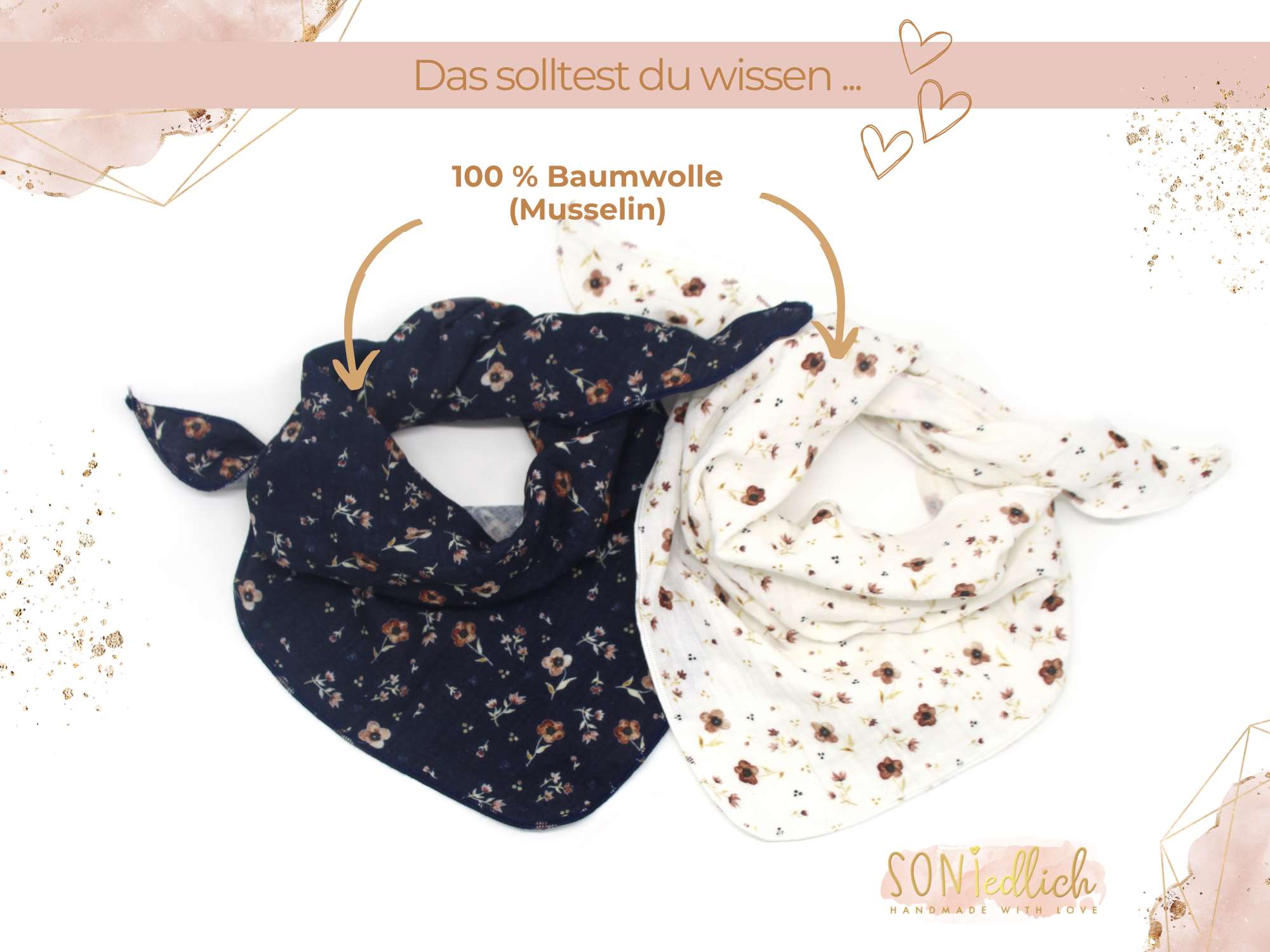 Musselintuch für Kinder "Streublümchen" Beschreibung