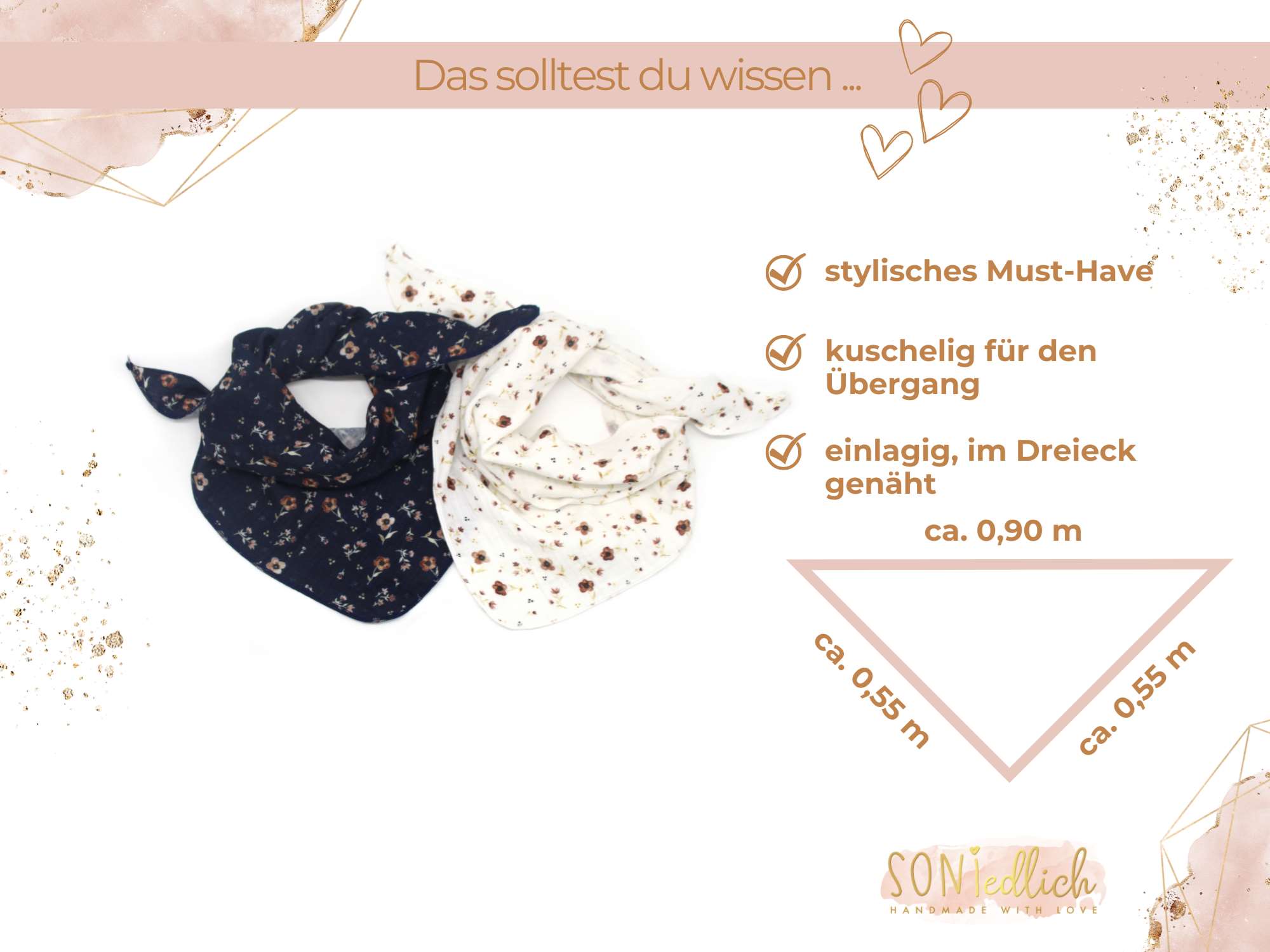 Musselintuch für Kinder "Streublümchen" Maße