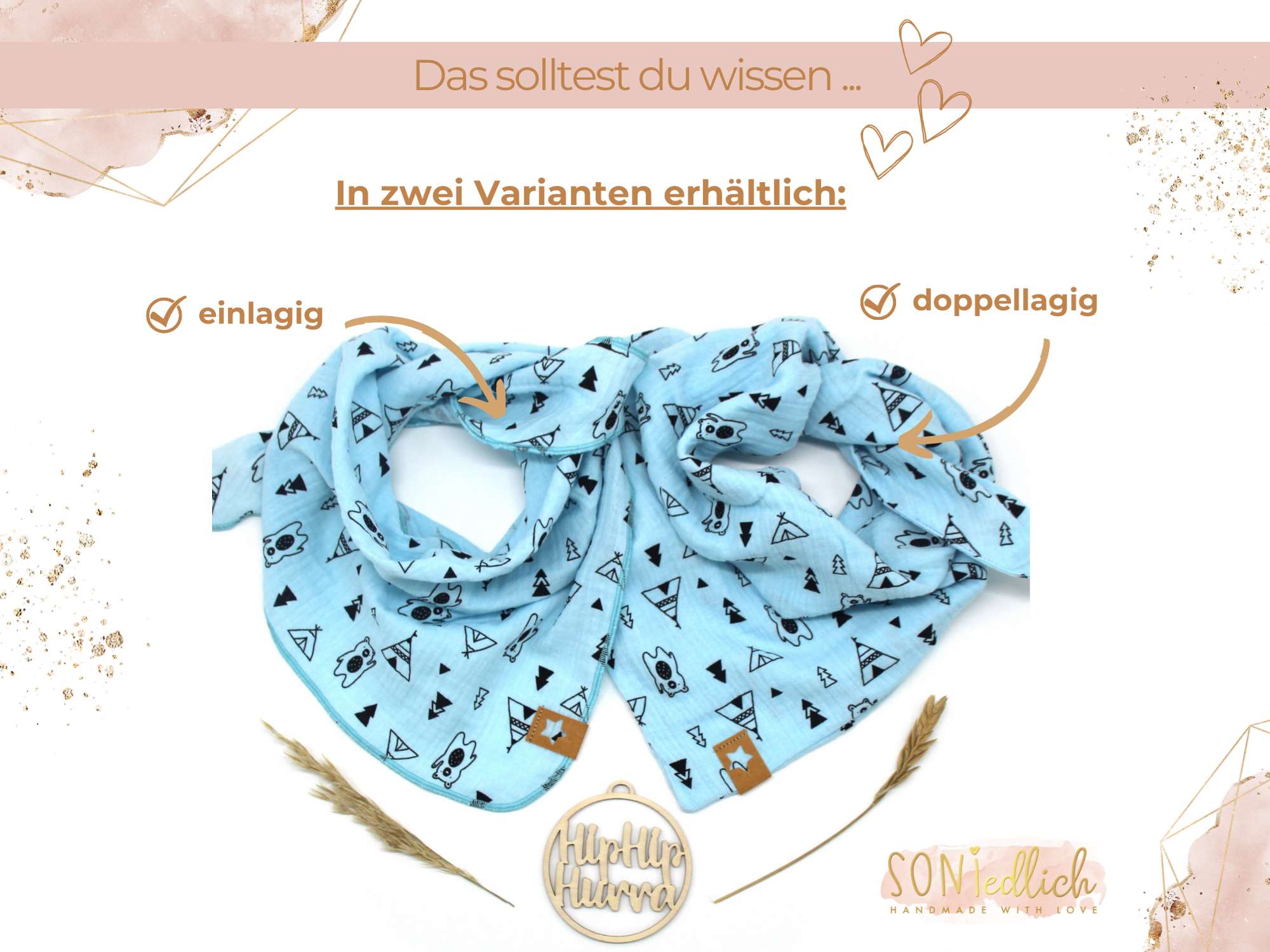 Musselintuch für Kinder "Tipi-Bär" Varianten