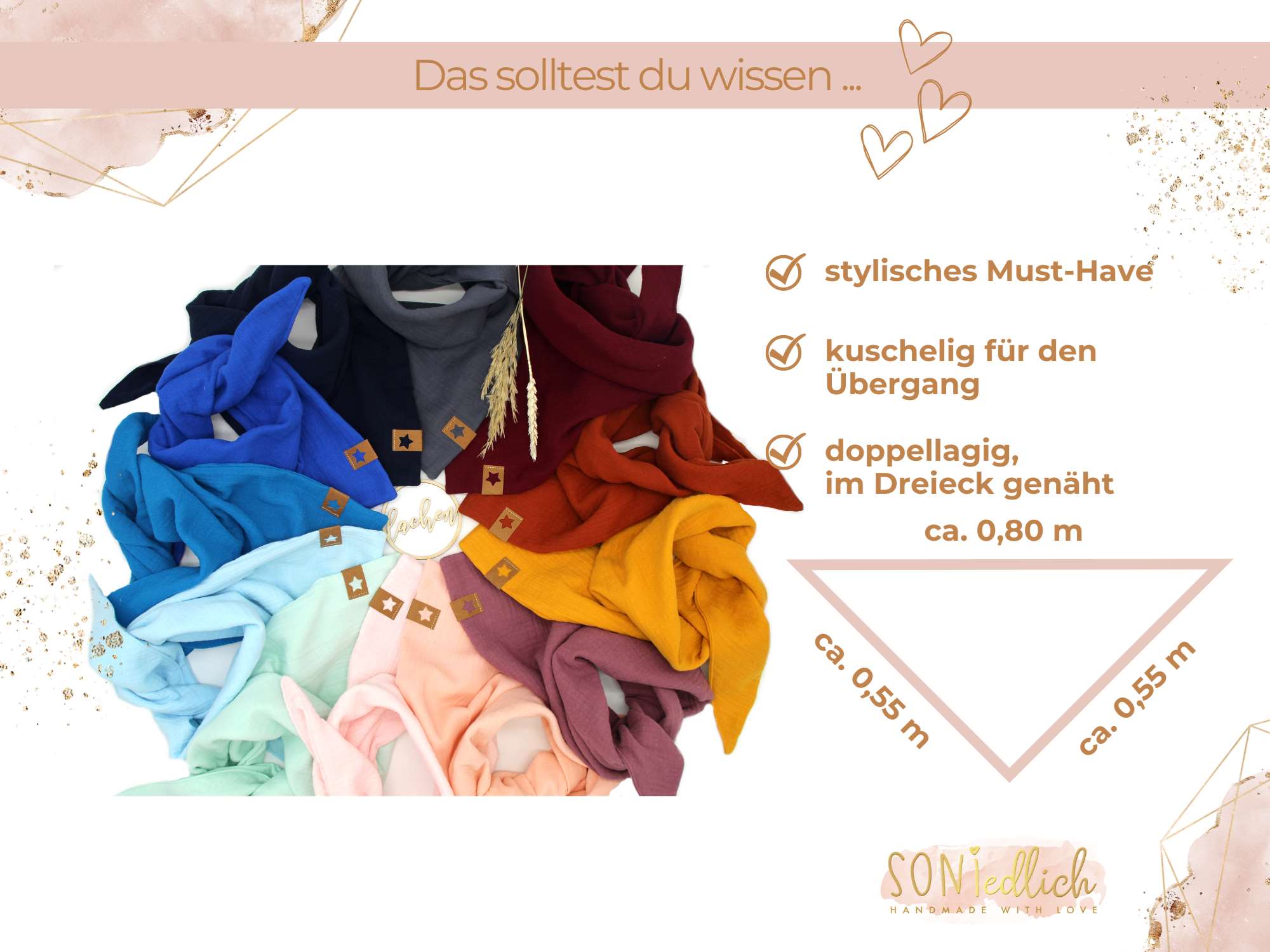 Musselintuch für Kinder „uni, doppellagig“ Maße