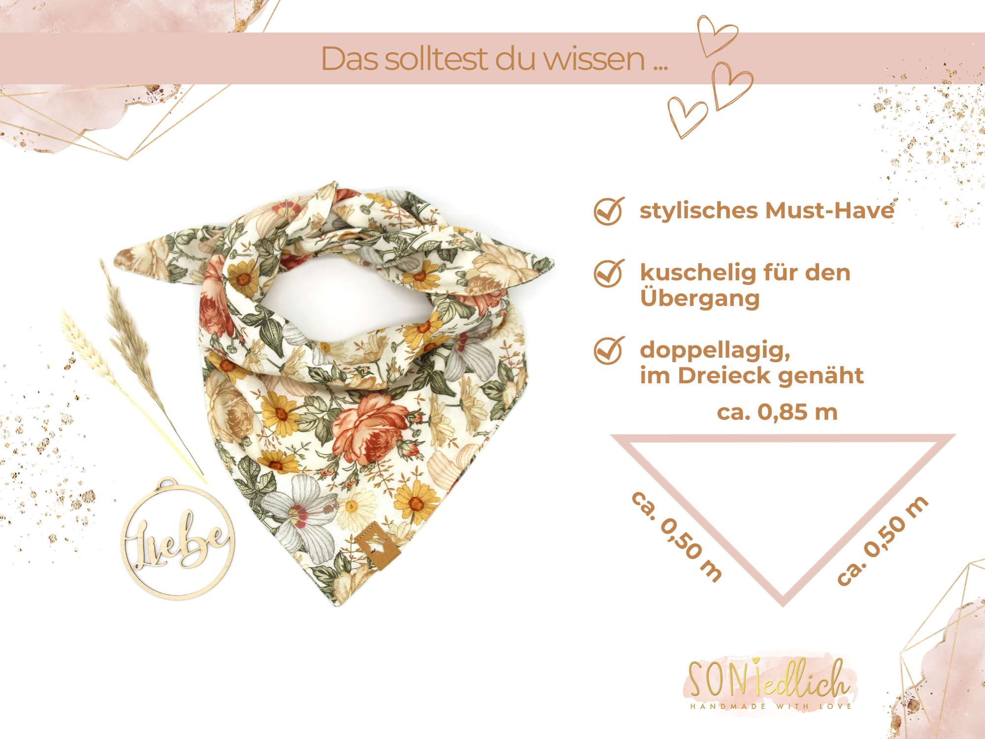 Musselintuch für Kinder "vintage flowers" Maße