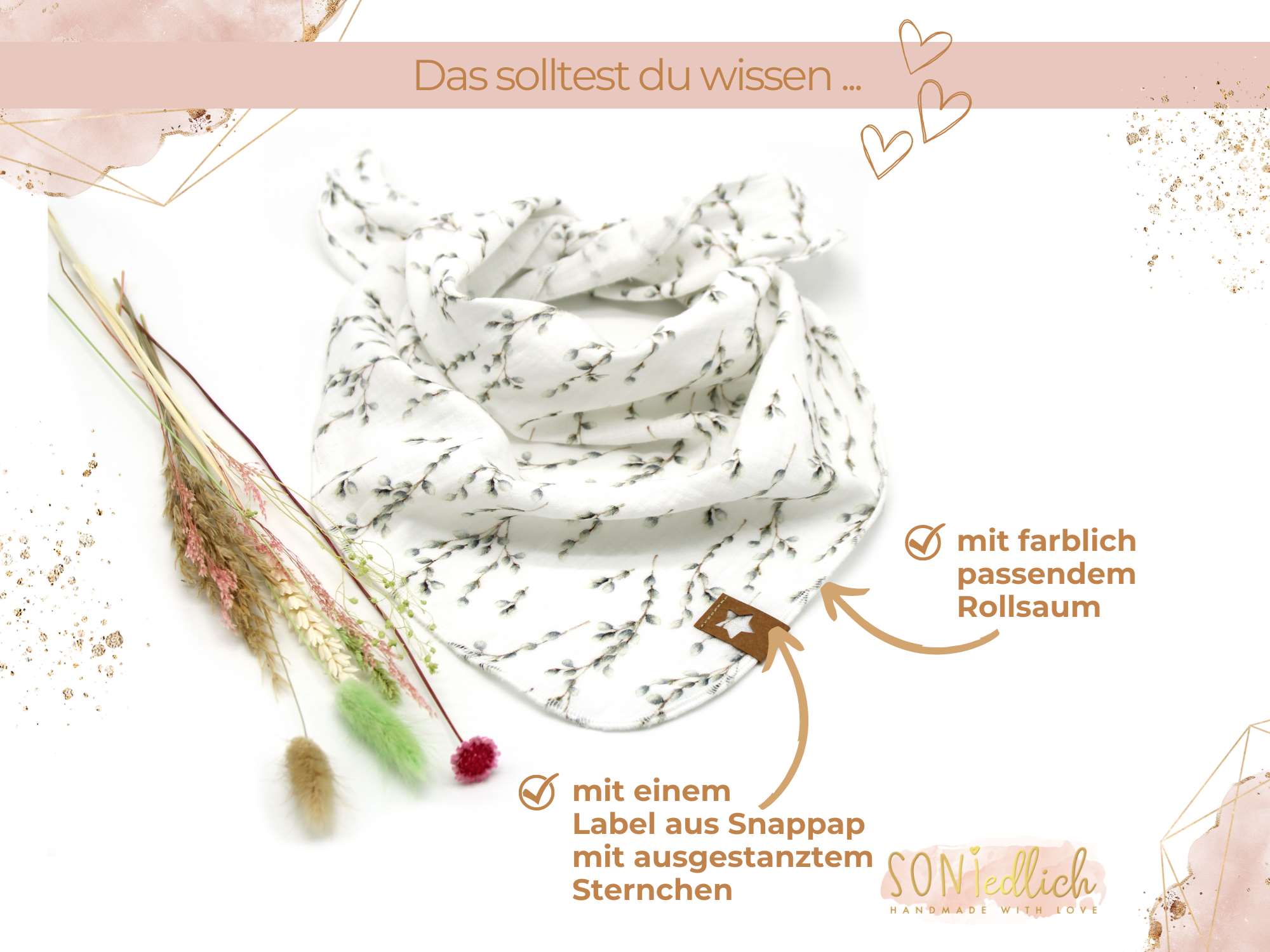 Musselintuch für Kinder "willow“ Details